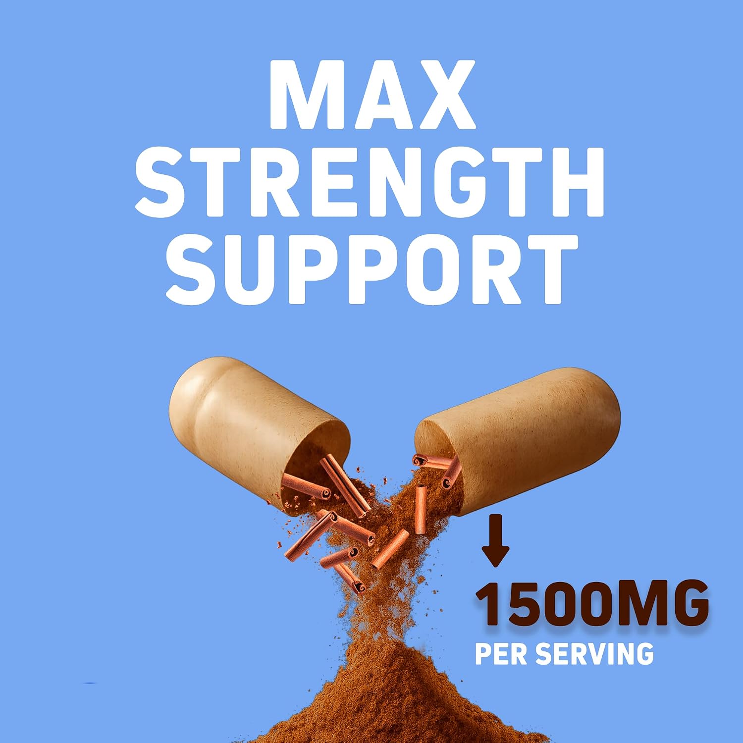 Herbtonics Pure Ceylon Cinnamon Capsules | Immune System, Healthy Weight Management | Non-GMO, Gluten Free | 1500 Mg - 120 Capsules