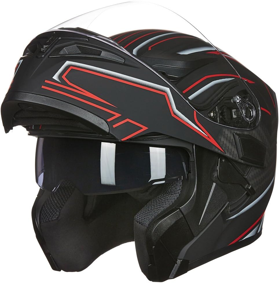 ILM Motorcycle Dual Visor Flip up Modular Full Face Helmet DOT Model 902/902L