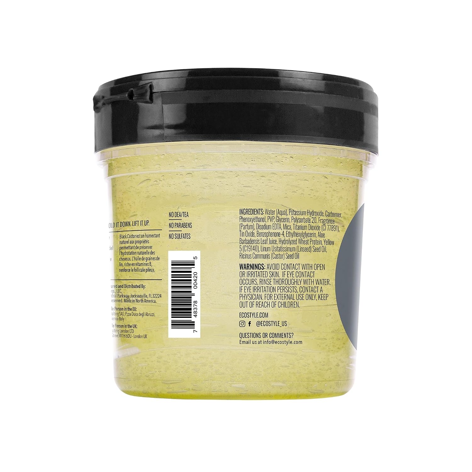 Eco Style Black Castor and Flaxseed Oil Styling Gel - Helps Nourish and Repair Damaged Hair - Promotes Healthy Scalp - Provides Superior and Weightless Hold - Delivers Long Lasting Shine - 8 oz