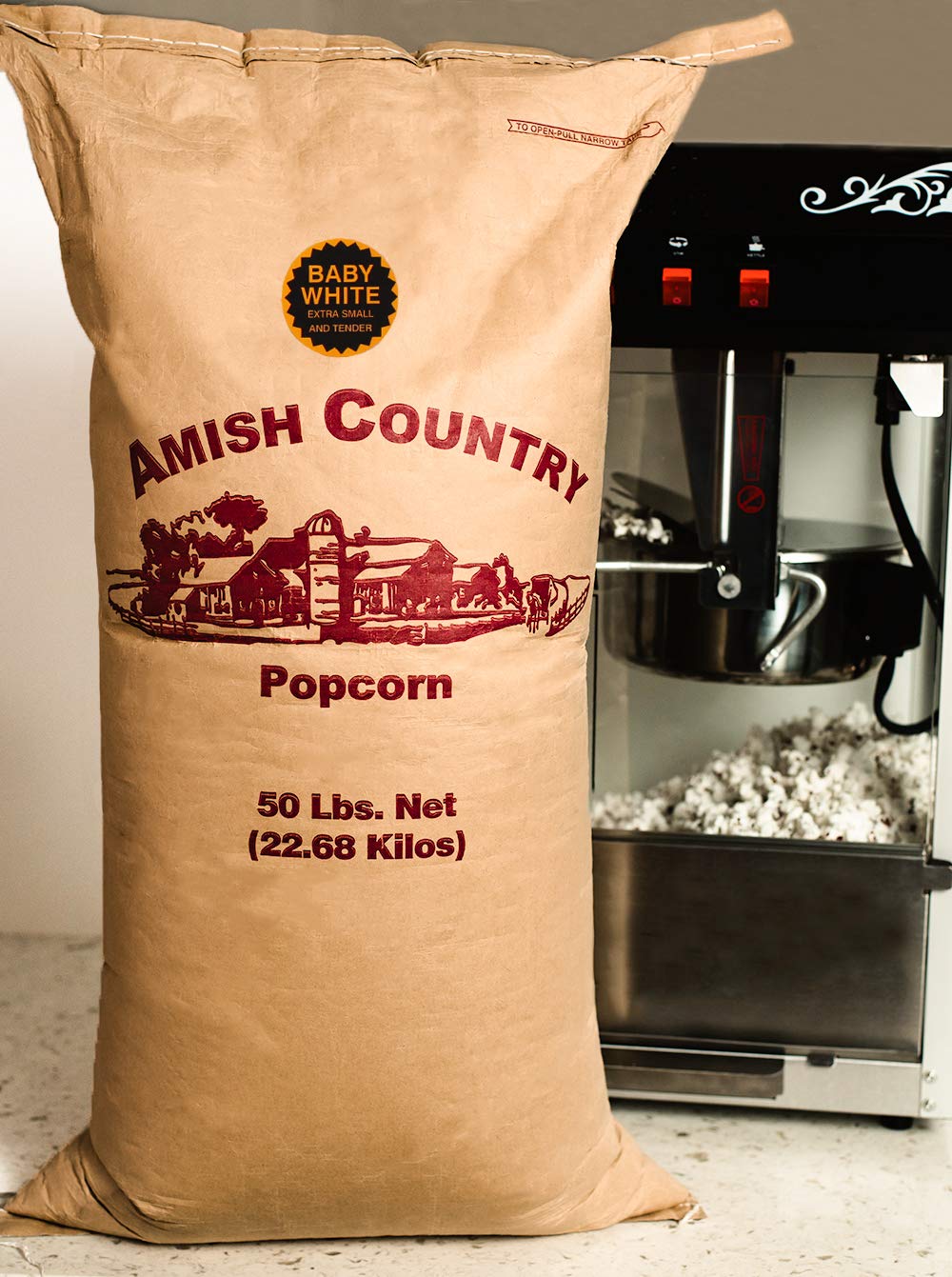 Amish Country Popcorn | 2 lb Bag | Baby White Popcorn Kernels | Small and Tender | Old Fashioned, Non-GMO and Gluten Free (Baby White - 2 lb Bag)
