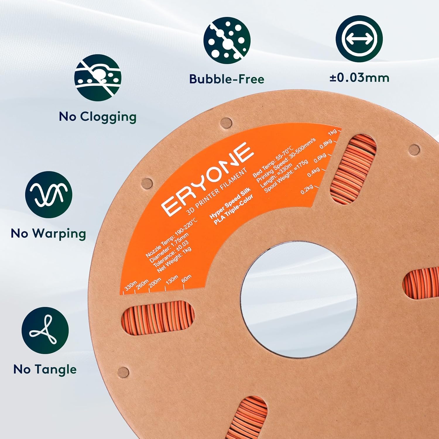 ERYONE Silk Filament PLA+ 1.75mm Upgraded Shiny 3D Printer Filament, Gloss Finish, Fit Most FDM Printer Stable Printing,1kg (2.2LBS)/Spool, Silver