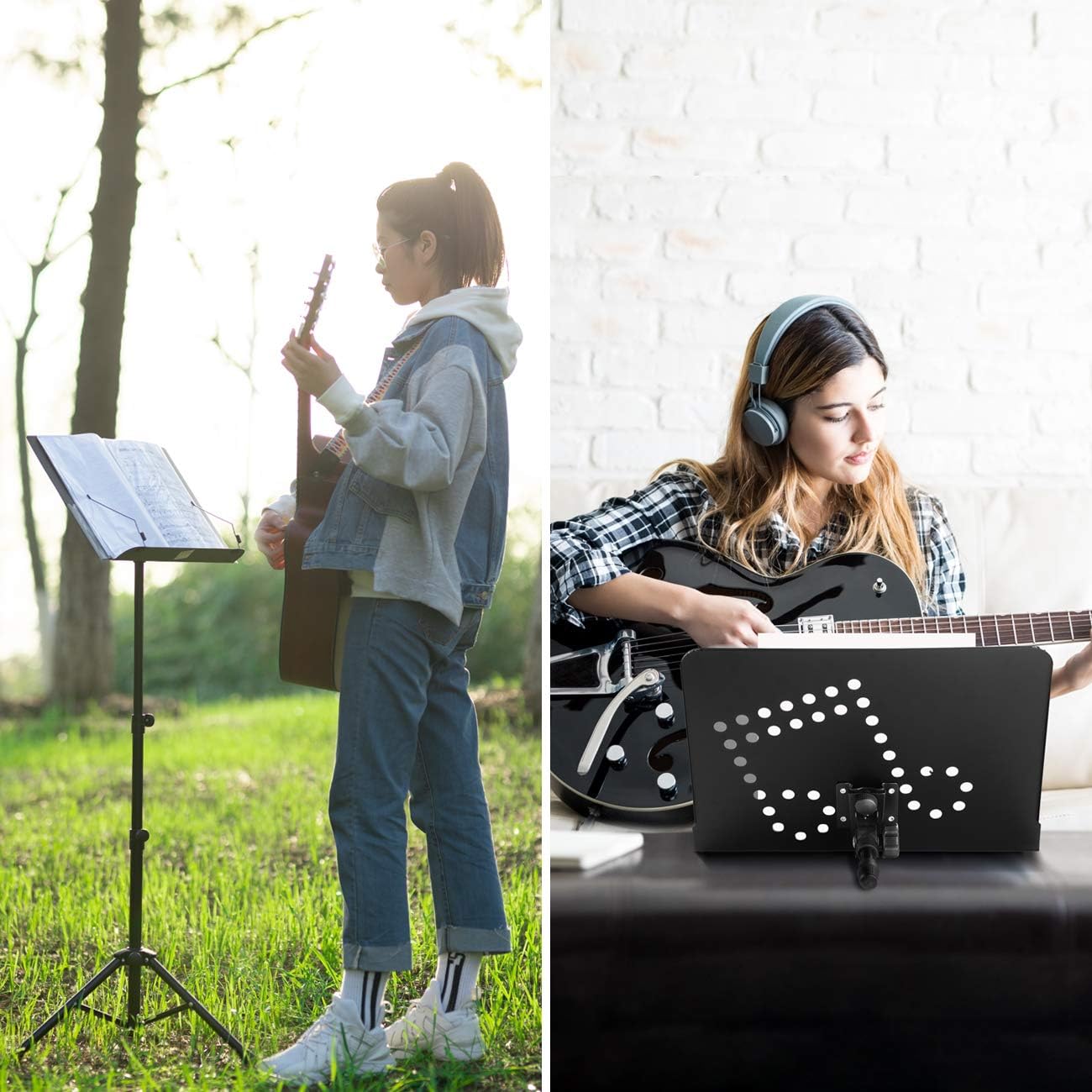 CAHAYA Sheet Music Stand Adjustable Height Portable with Carry Bag Metal