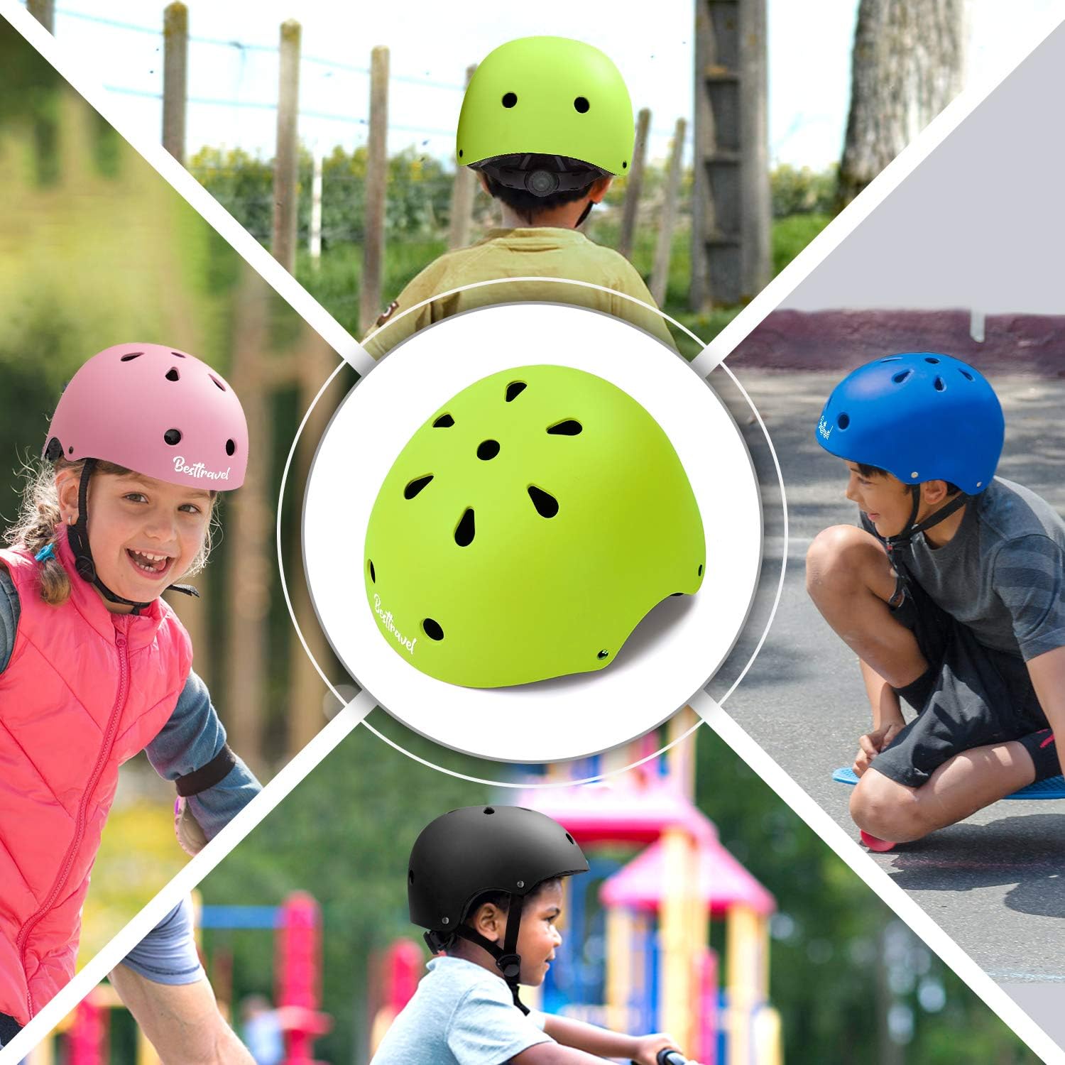 Besttravel Kids Helmet, Toddler Adjustable Kids Ages 3-8 Years Old Boys Girls Multi-Sports Safety