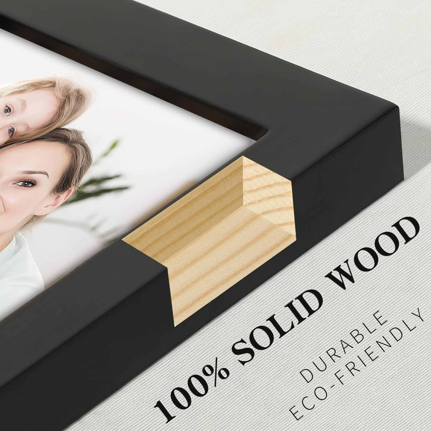 Picture Frames 8x8 2 Pack Made of Solid Wood Black for Wall Mounting and Tabletop Display