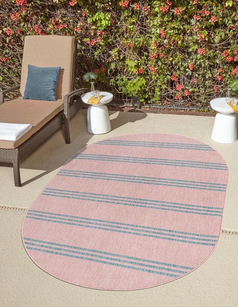 Unique Loom Outdoor Collection Area Rug - Anguilla (9' x 12' Rectangle, Blue/ Ivory)
