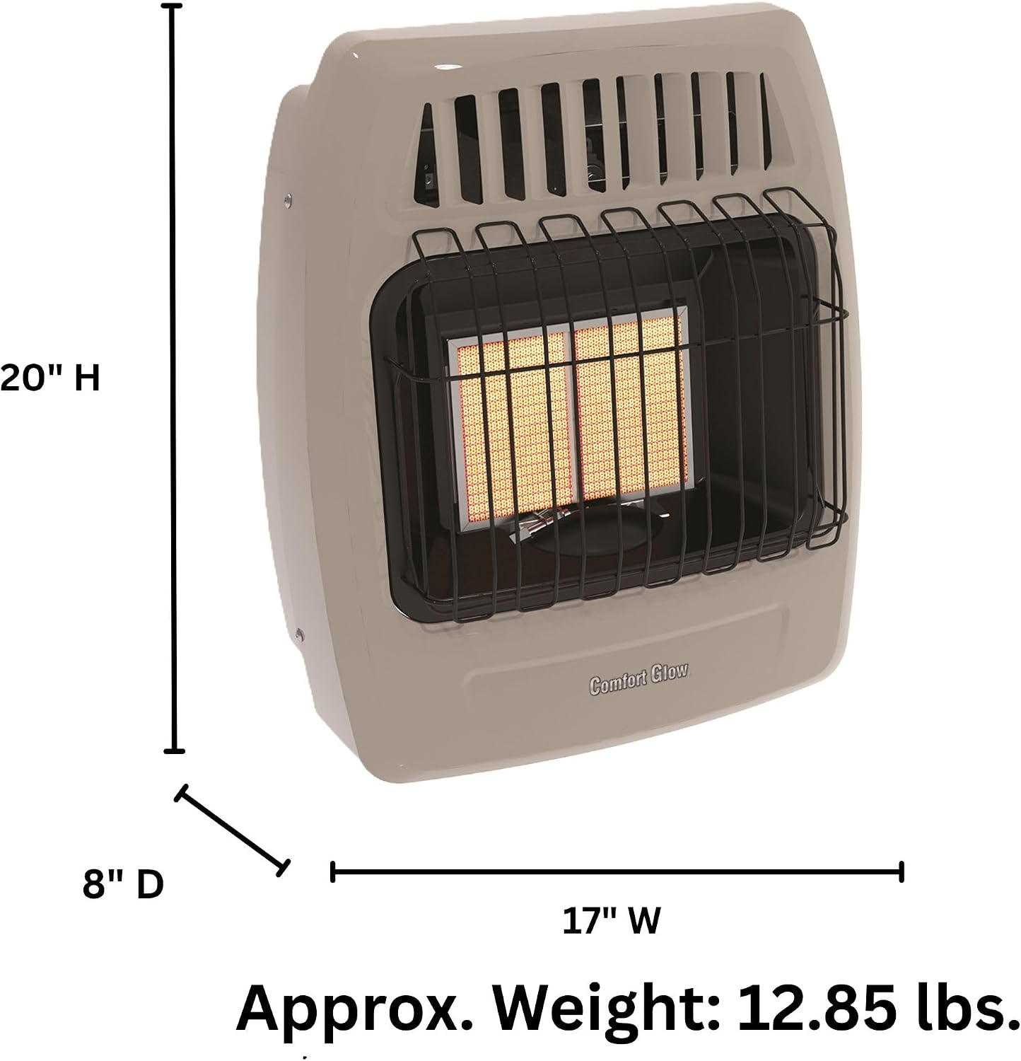 WORLD MKTG OF AMERICA/IMPORT KWP212 2 Plaque 12000 BTU Gas Wall Heater, Grey | 2 Plaque, Infrared Radiant Gas Heater for Indoor Use