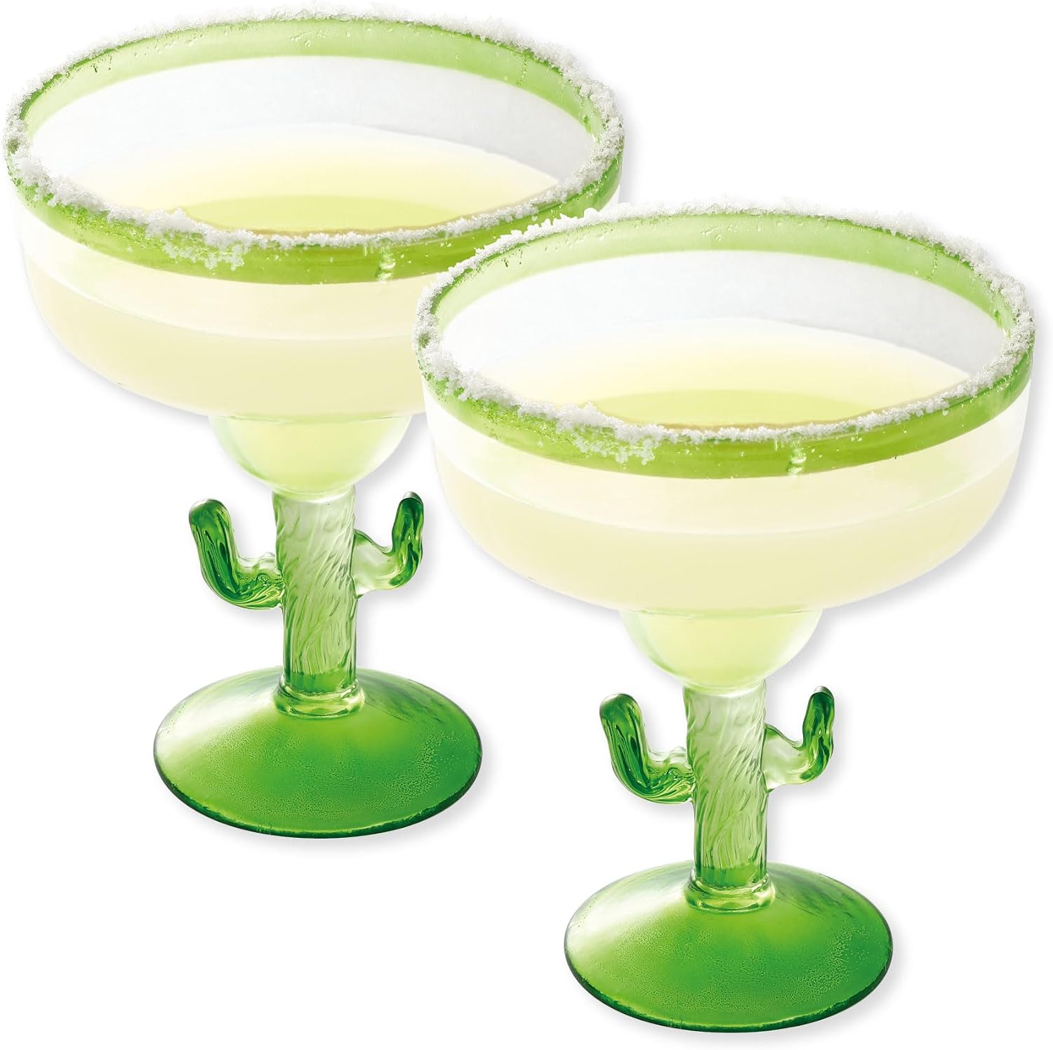 Supreme Housewares Cactus Margarita Glasses, Durable BPA-Free Acrylic Drinkware, Shatter-Proof and Reusable, Green, 18 oz, Set of 2