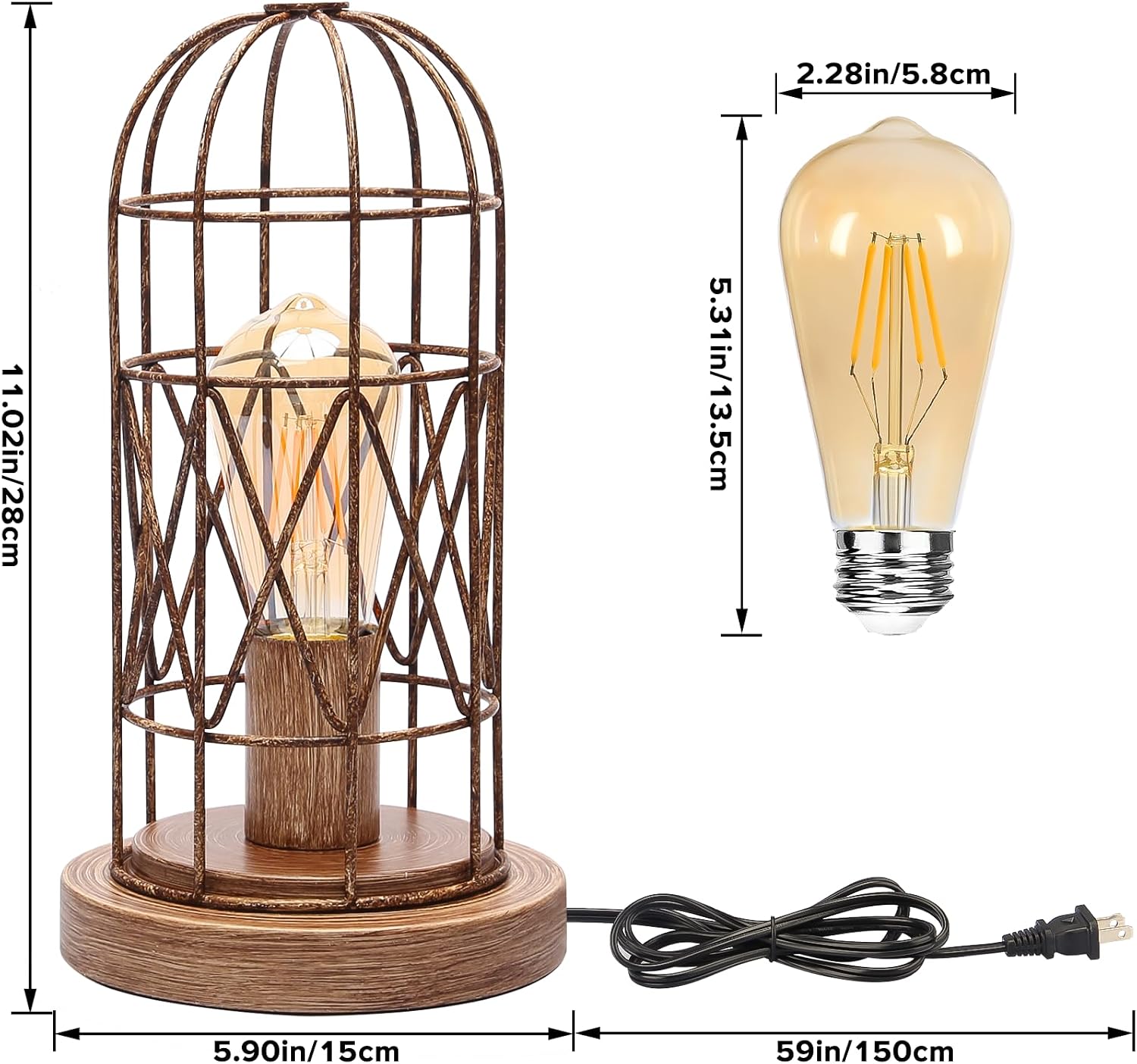 Touch Control Table Lamp, 3 Way Dimmable Lamp, Industrial Bedside Lamp
