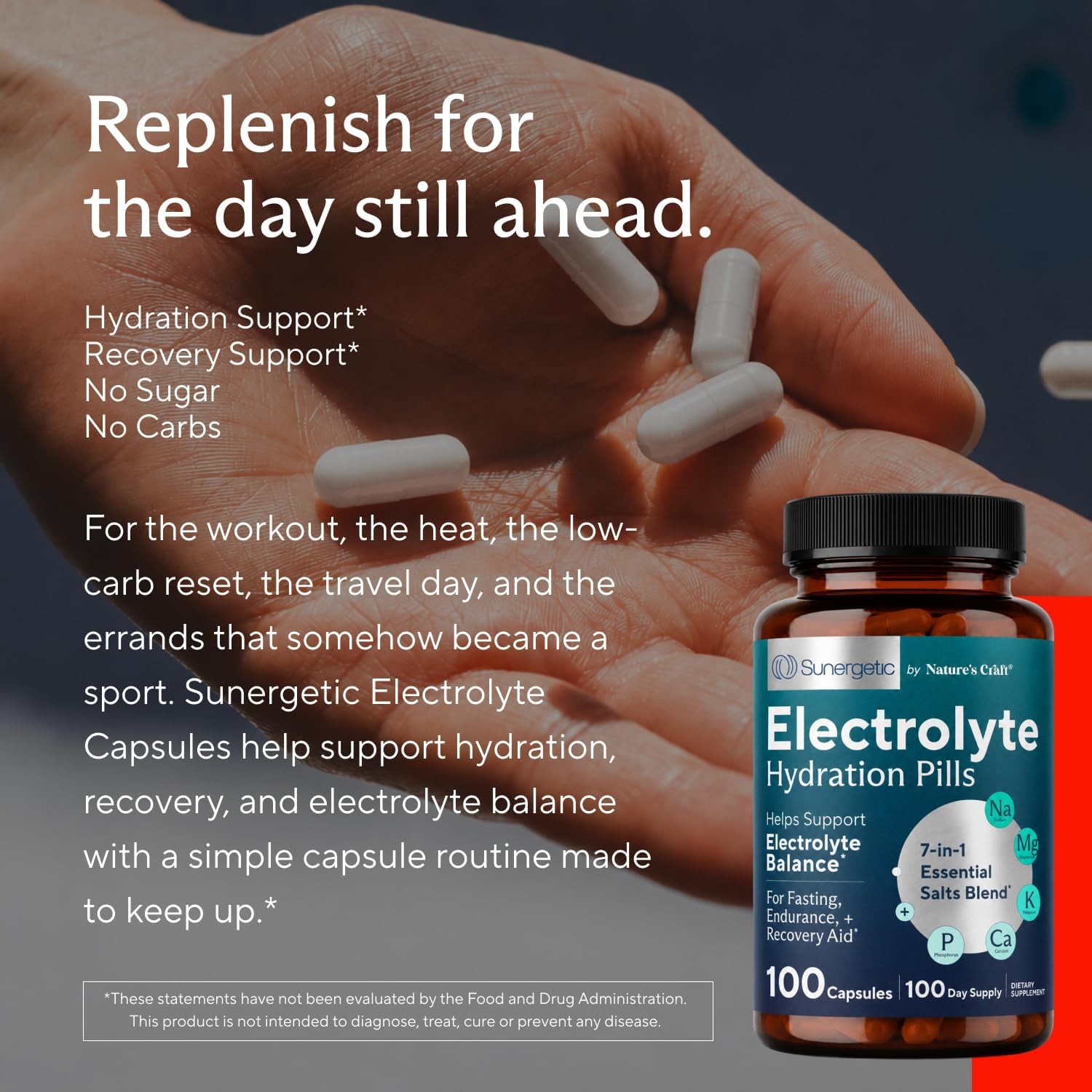 Premium Electrolyte Capsules – Support for Keto, Low Carb, Rehydration & Recovery - Electrolyte Replacement Tablets – Includes Electrolyte Salts
