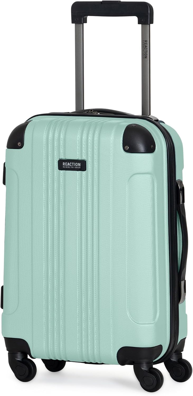 Kenneth Cole REACTION Out of Bounds Lightweight Hardshell 4-Wheel Spinner Luggage, Teal, 20-Inch Carry On