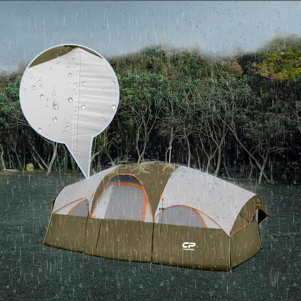 CAMPROS CP 8 Person Camping Tent, Room Divider, Rainfly, Weather Resistant
