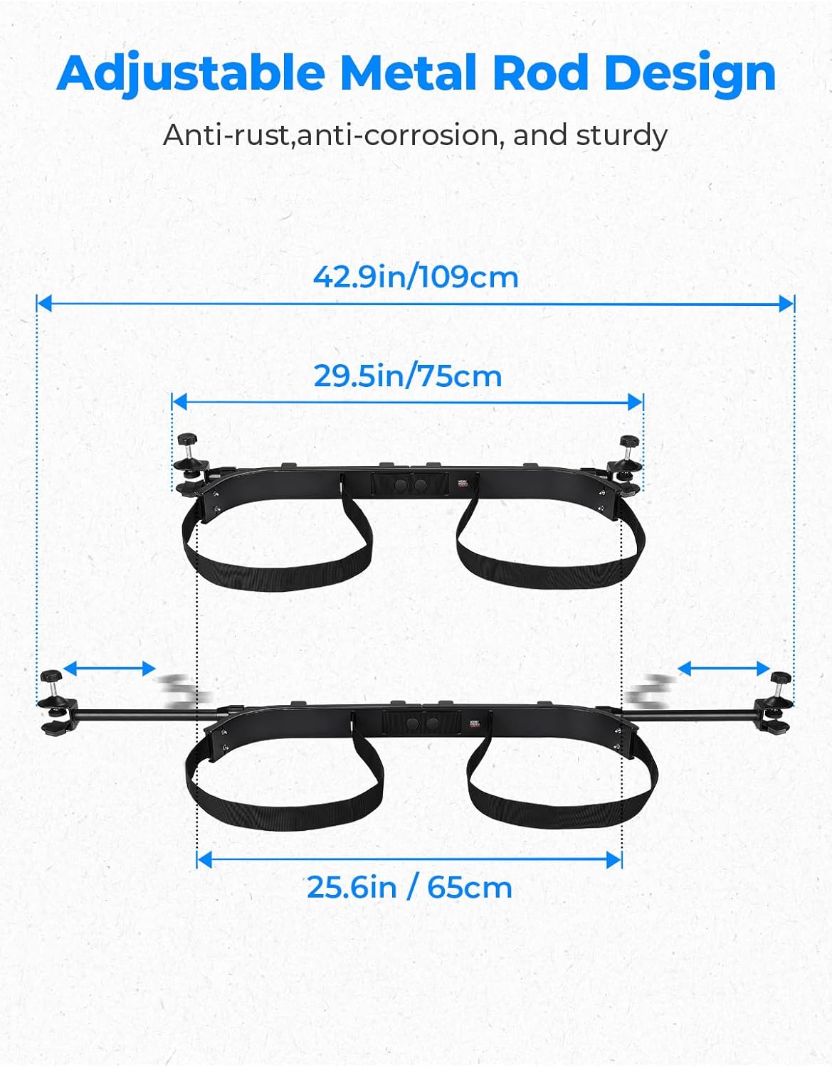 KEMIMOTO Golf Cart Bag Holder Bracket, Fit for Most 2+2 Seat Golf Carts | No Drilling Adjustable Metal Golf Cart Bag Attachment, Compatible with EZGO