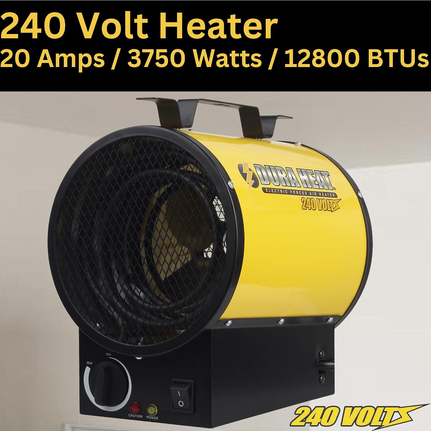 Dura Heat 240V Electric Space Heater for Garage, 3750W, 12800 BTU - EUH4000 | 6-20P Plug, Electric Industrial Garage Heater, Workshop