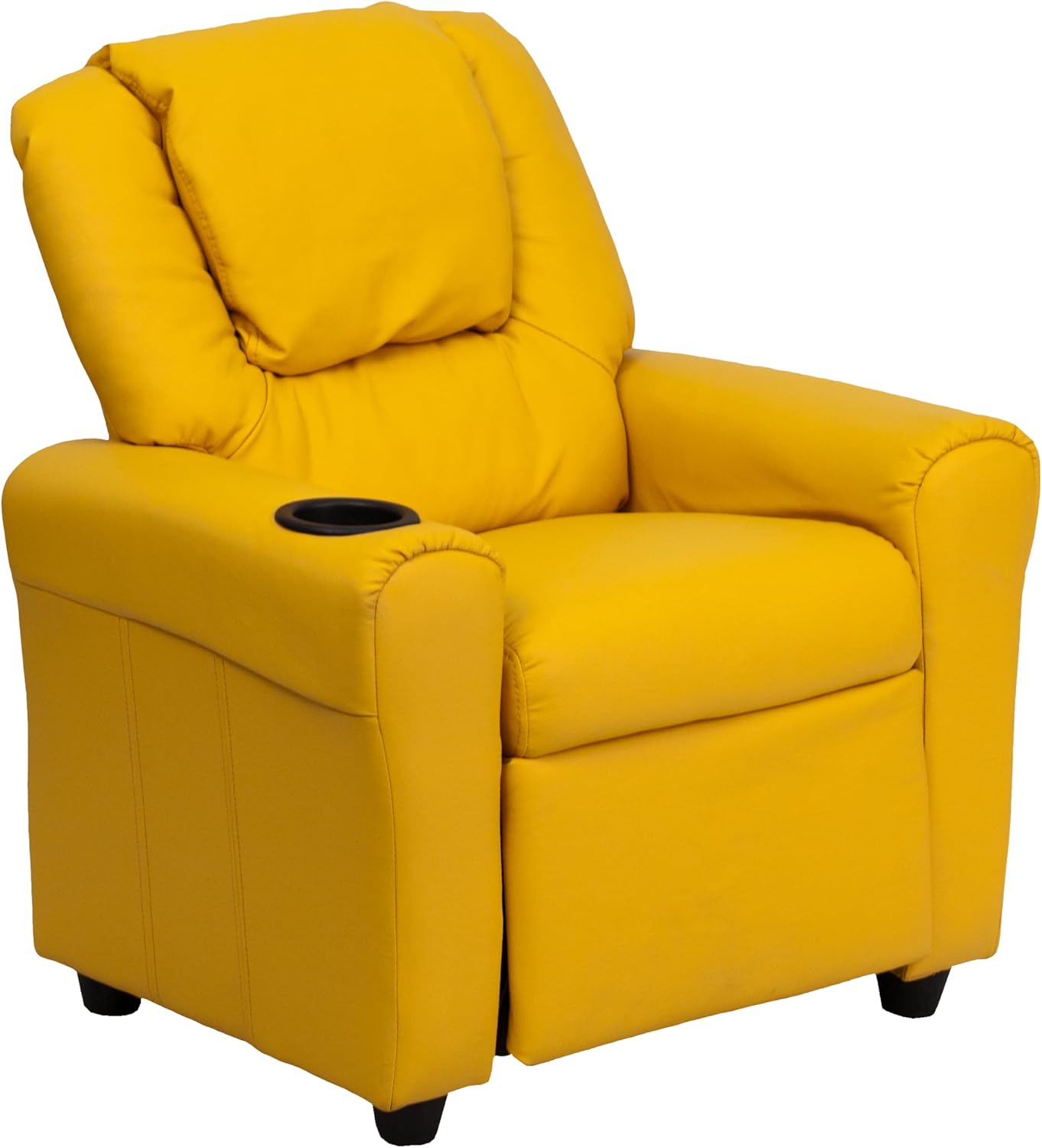 Flash Furniture Vana LeatherSoft Kids Recliner with Cup Holder, Headrest, and Safety Recline, Contemporary Reclining Chair for Kids, Supports up to 90 lbs., Brown | Manual Recline, Padded Seat and Back, Child-Friendly Design, Safety Recline Feature