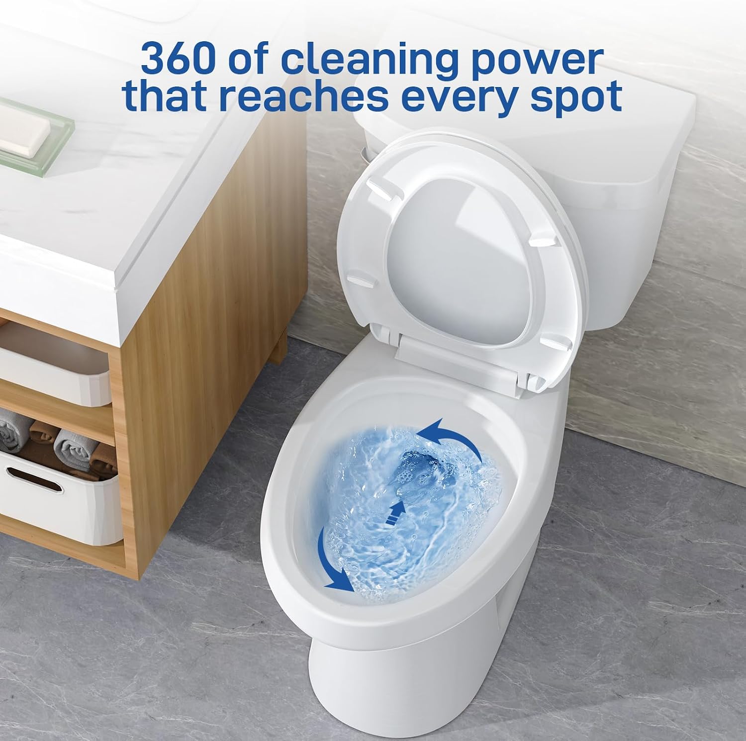 Two-Piece Toilets for Bathrooms, Comfort ADA Toilet with 19" Height, Elongated with Soft Close Seat, Power Flush 1.28 GPF