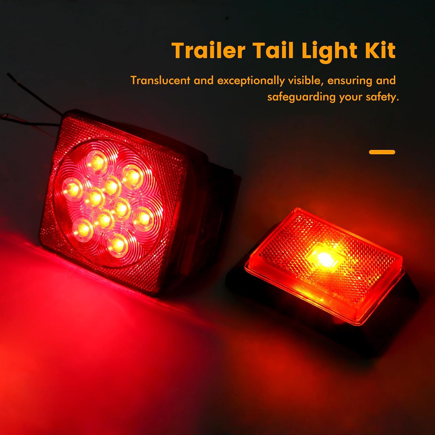 MAXXHAUL 70205 Trailer Light Kit - 12V All LED, Left and Right Waterproof Submersible for Trailers, Boat Trailer Truck Marine Camper RV Snowmobile