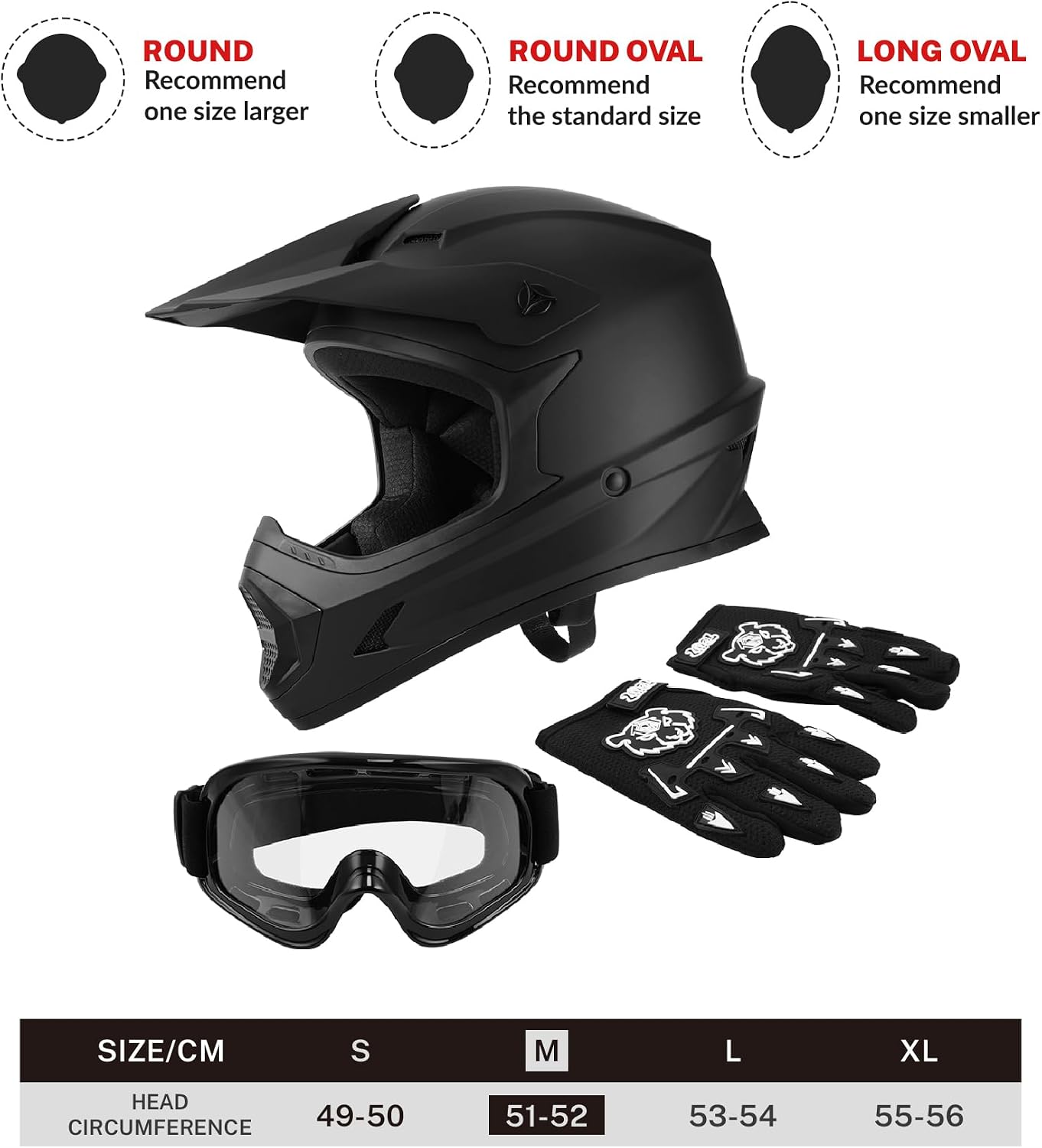 SLMOTO ATV Helmets for Kids Youth DOT Motocross Offroad Street Helmet Motorcycle Blue Helmet Dirt Bike Motocross Helmet+Goggles+Gloves