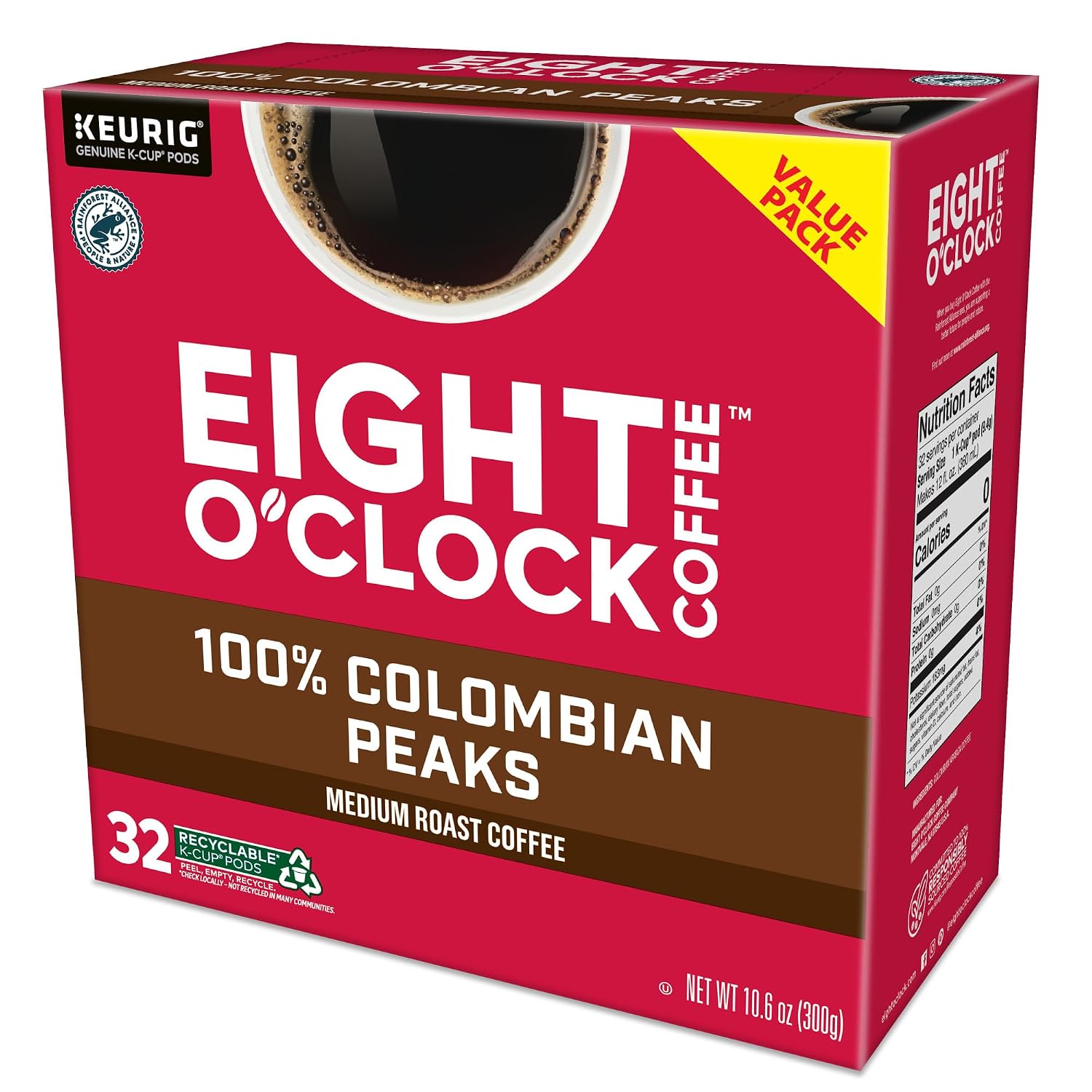 Eight O'Clock Coffee The Original, Single-Serve Keurig K-Cup Pods, Medium Roast Coffee Pods, 72 Count