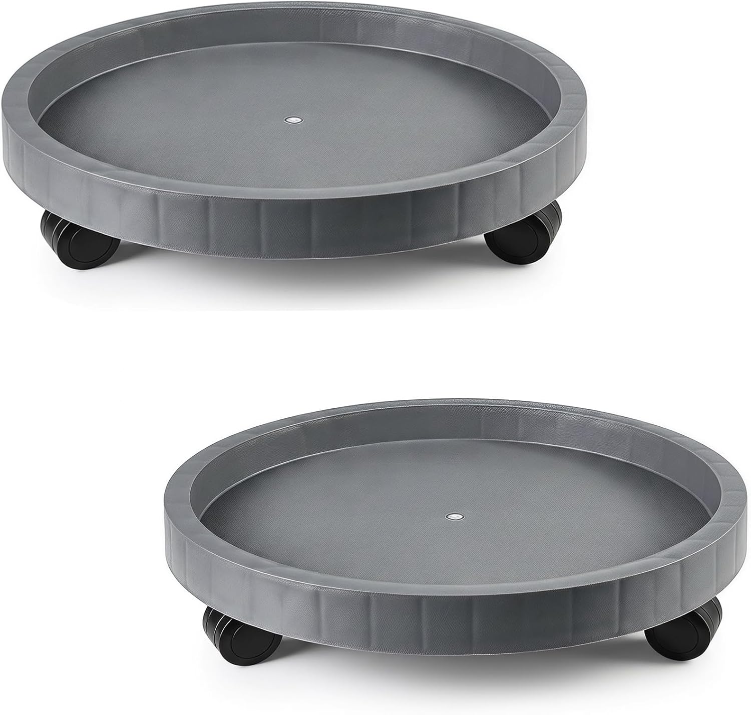 2 Pack of 11 Inch Heavy Duty Plant Caddy with Wheels, Rolling Plant Stand Pot Trolley, Wheeled Planter Saucer Tray