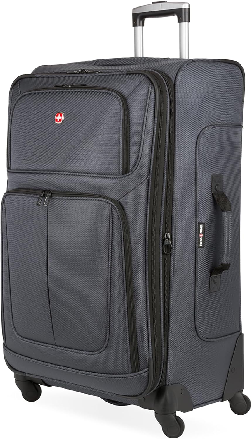 SWISSGEAR Sion Carry-On Spinner Luggage, Softside Expandable, Lightweight Suitcase, Dark Grey, 22.75-Inch