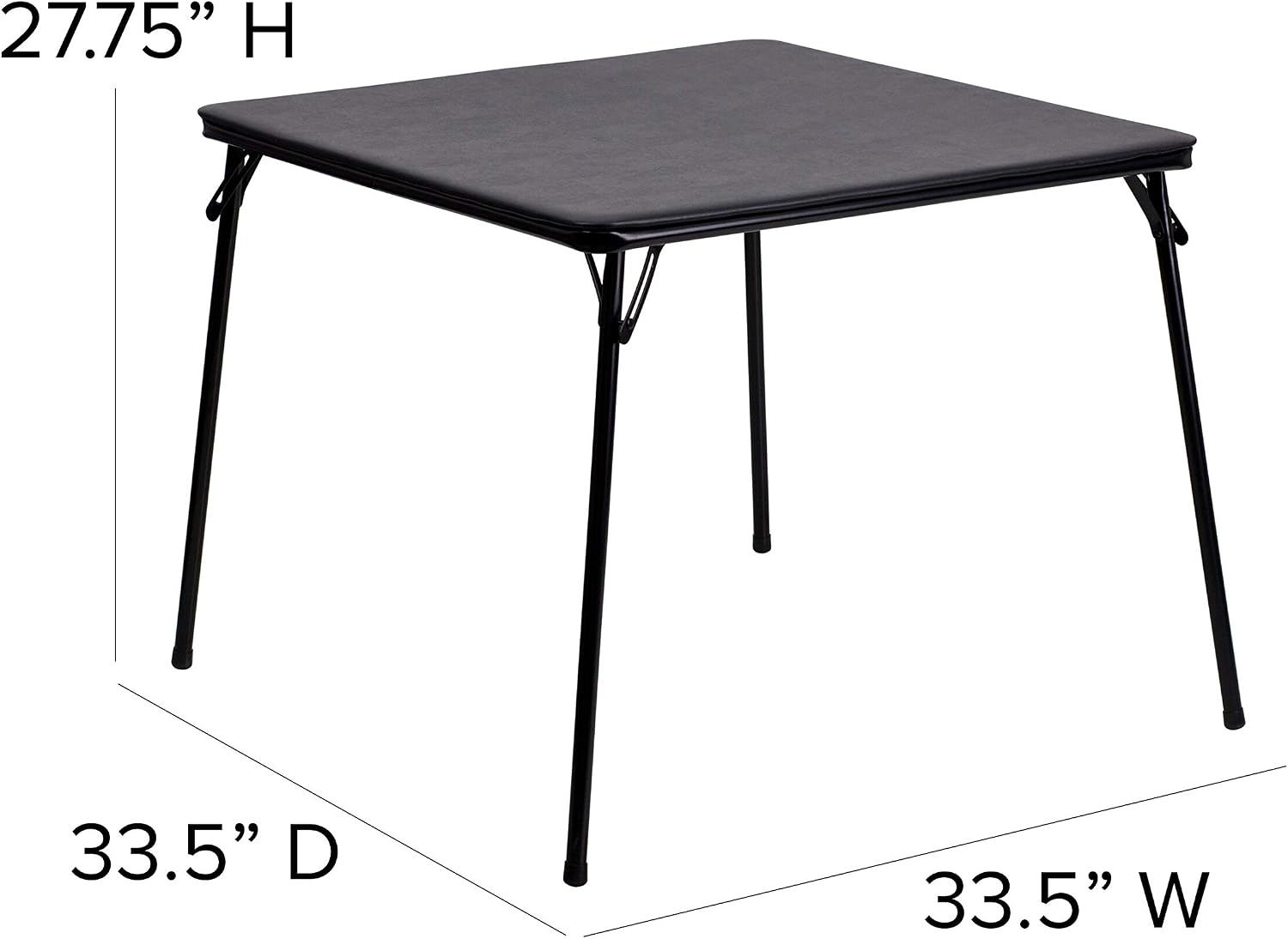 Flash Furniture Madelyn 33.5" Square Folding Multipurpose Card Table with Padded Vinyl Top, Portable Folding Game Table for 4 Players, Black
