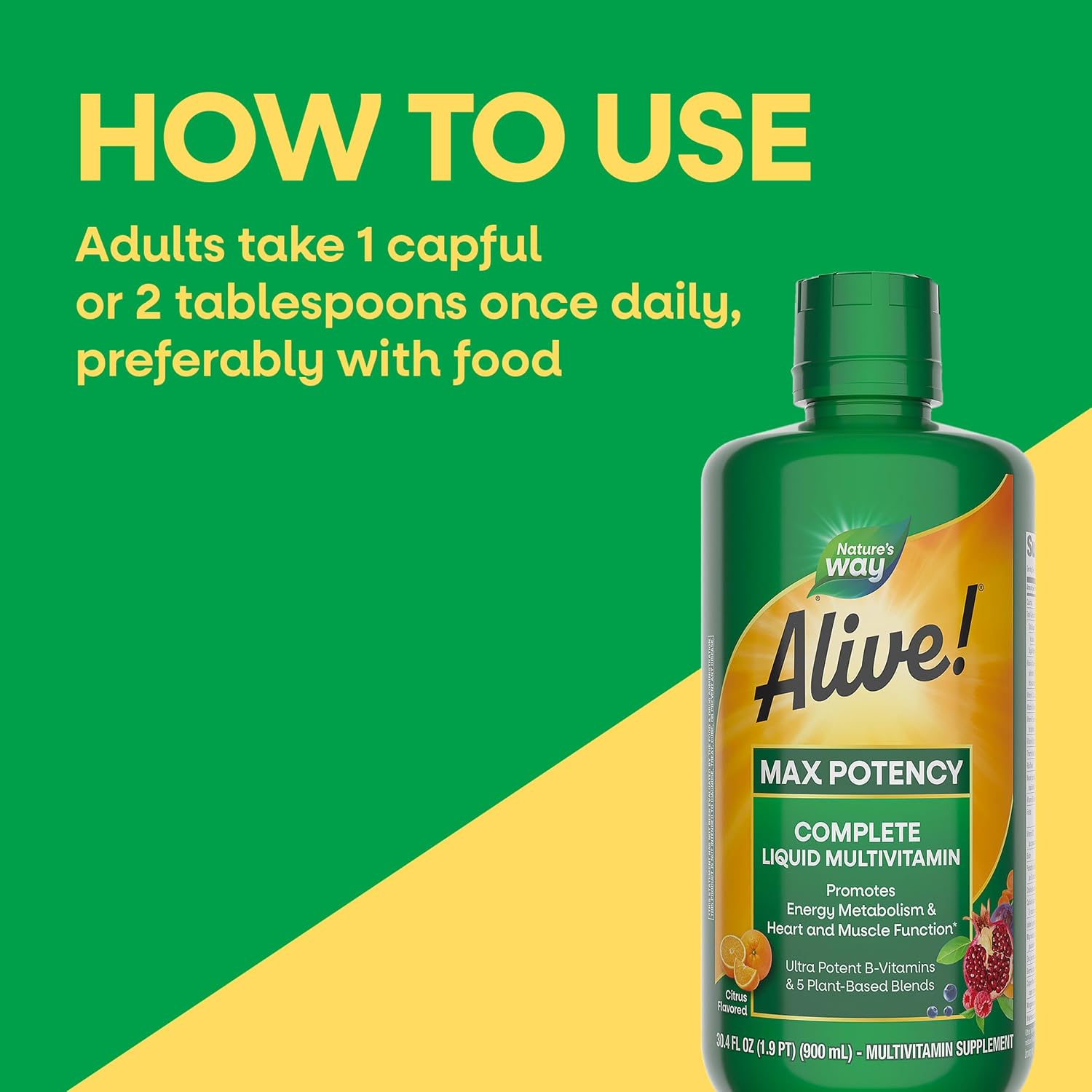 Nature's Way Alive! Max Potency Complete Liquid Multivitamin, 30.4 Fl Oz | Liquid Vitamin Promotes Energy Metabolism