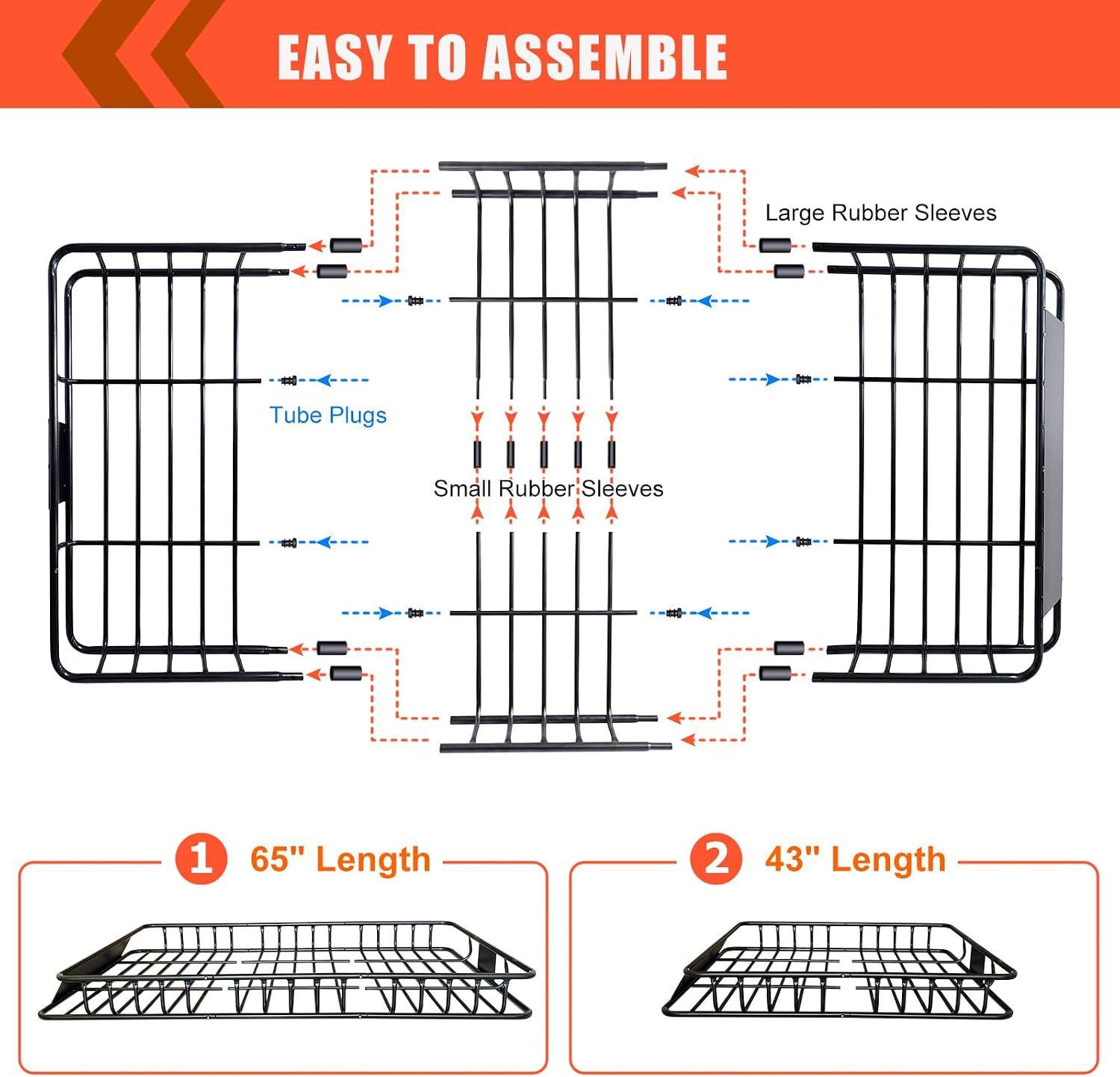 Roof Rack Rooftop Cargo Carrier Basket 65"*39"*6"+Waterproof Bag 20 Cu.Ft. | Roof Basket include Cargo Net with Hooks,Ratchet Straps,Combination Lock|200 Lbs Capacity,Universal Rooftop Large Roof Rack