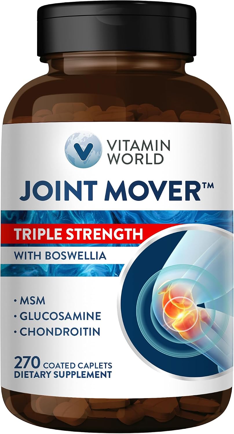 Vitamin World Triple Strength Joint Mover, Glucosamine Chondroitin with MSM | Joint Support Supplement, Collagen & Boswellia Serrata Extract, Support Joint Strength, Comfort & Flexibility, 270 Caplets