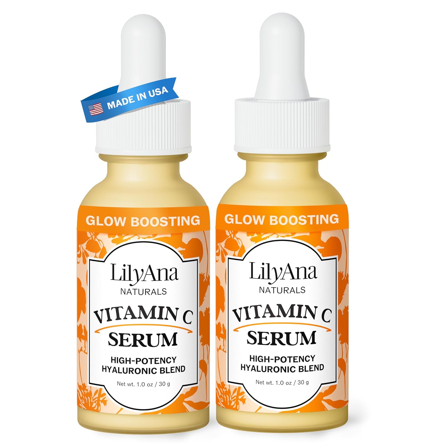 LilyAna Naturals Vitamin C Serum for Face with Hyaluronic Acid and Vitamin E, Anti Aging Serum, Reduces Age Spots and Sun Damage, Promotes Collagen and Elastin (1oz)