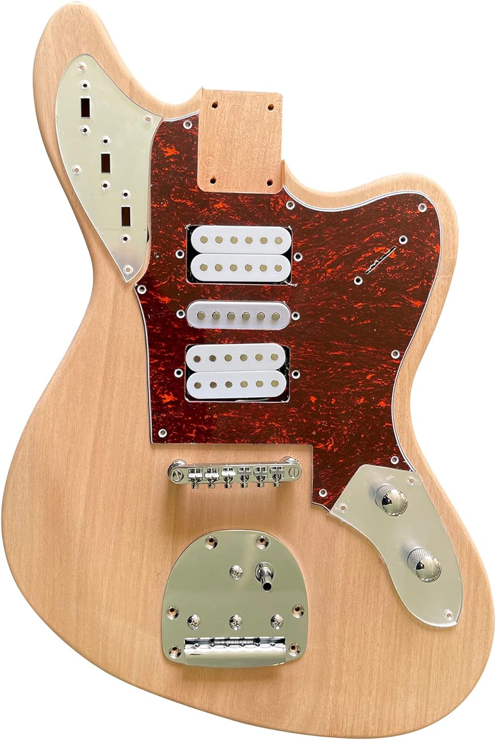 DIY Electric Guitar Kit Beginner Kit Right Handed Jazzmaster Style | 6 String, Mahogany Body, Mahogany Neck, Rosewood Fretboard, Chrome Hardware