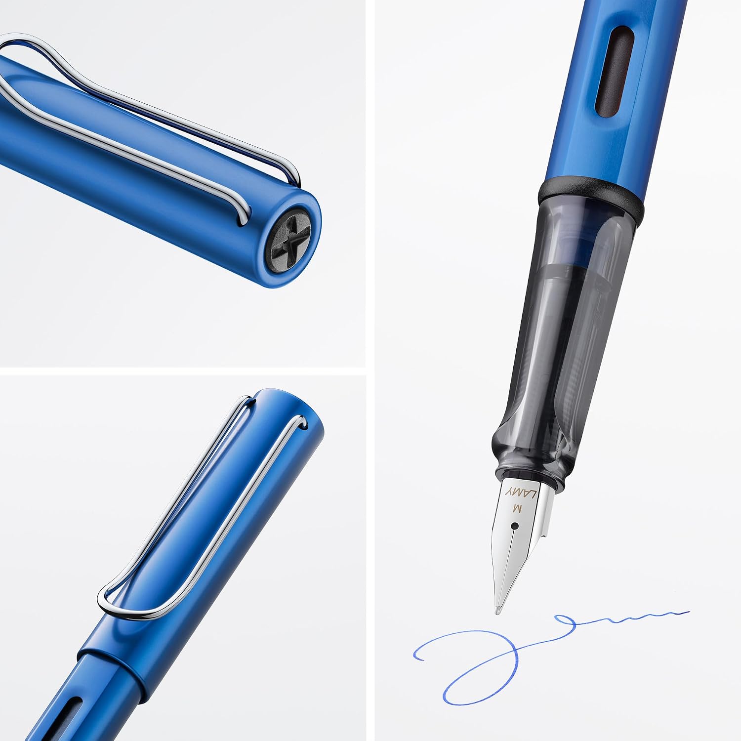 LAMY AL-star black - Fountain Pen with ergonomic grip & black Left-Handed steel nib (LH) in size M - lightweight aluminum body - including LAMY T 10 blue cartridge