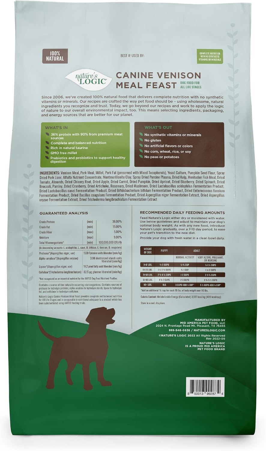 NATURE'S LOGIC Dry Dog Food - Beef Meal Feast Dry Kibble, 13 lb