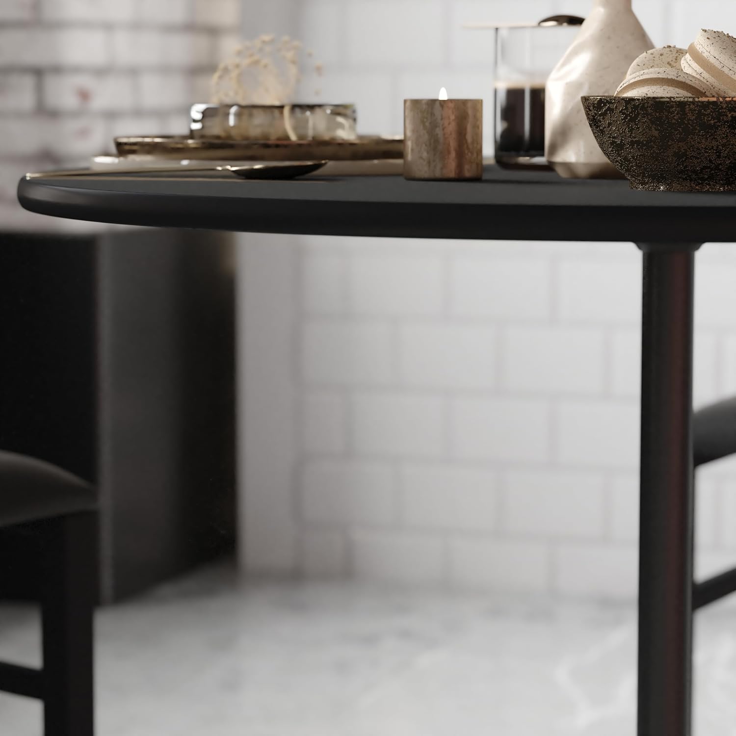 Flash Furniture Lars 24" Round Wood Cocktail Table with 30" and 42" Adjustable Columns, Adjustable Bar Height, for Events or Home Use