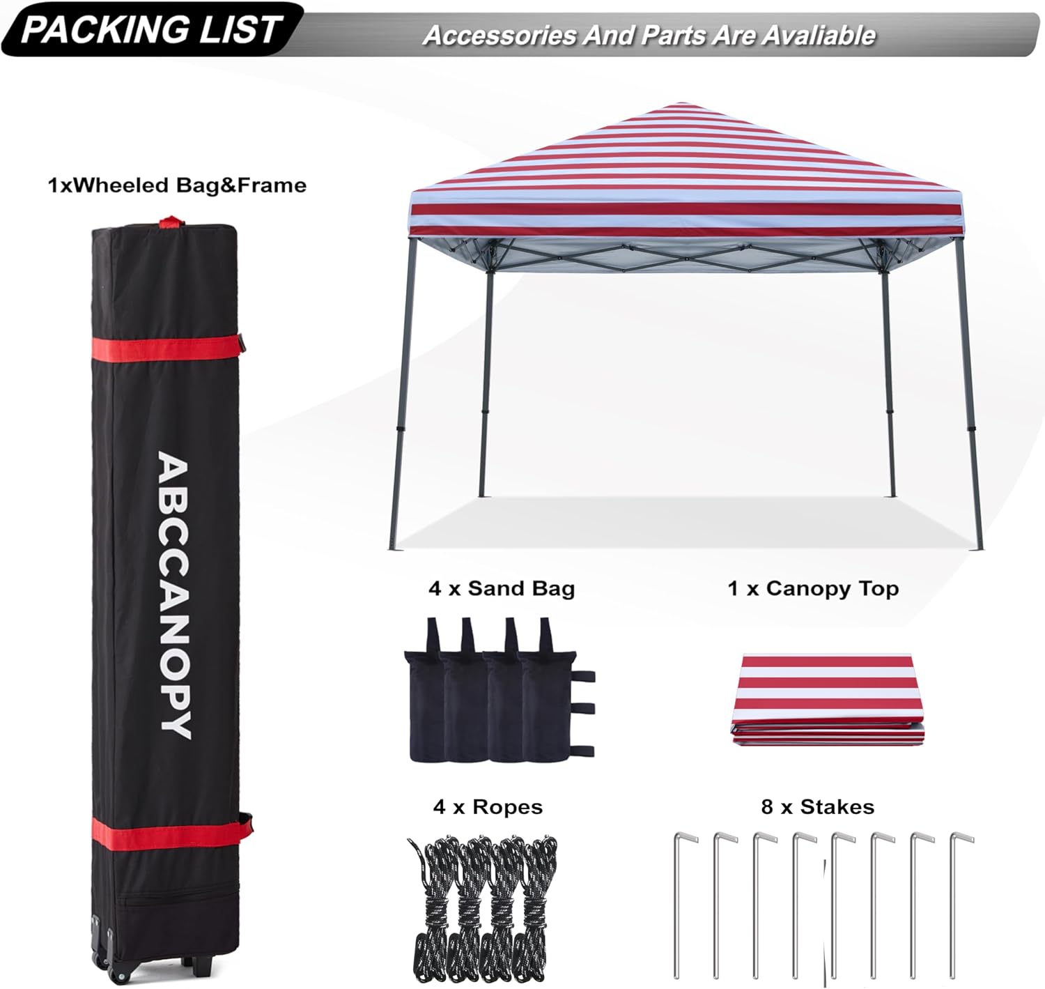 ABCCANOPY 11x11 Pop Up Canopy Tent, Stable Slant Leg Outdoor Shade, Black