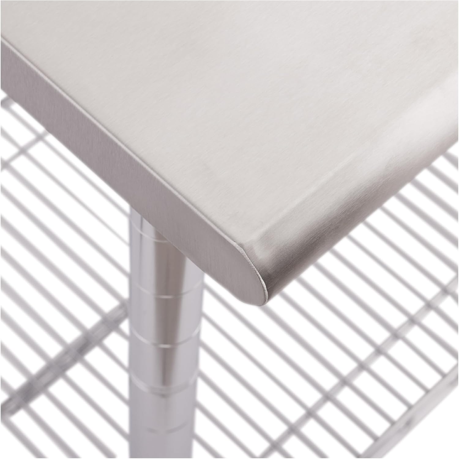 Stainless-Steel Commercial-Grade NSF-Certified Prep Table Cart, 24"W x 20"D | Heavy-duty durable utility workstation supports up to 450 lb w/ adjustable wire shelf and sliding basket on locking wheels