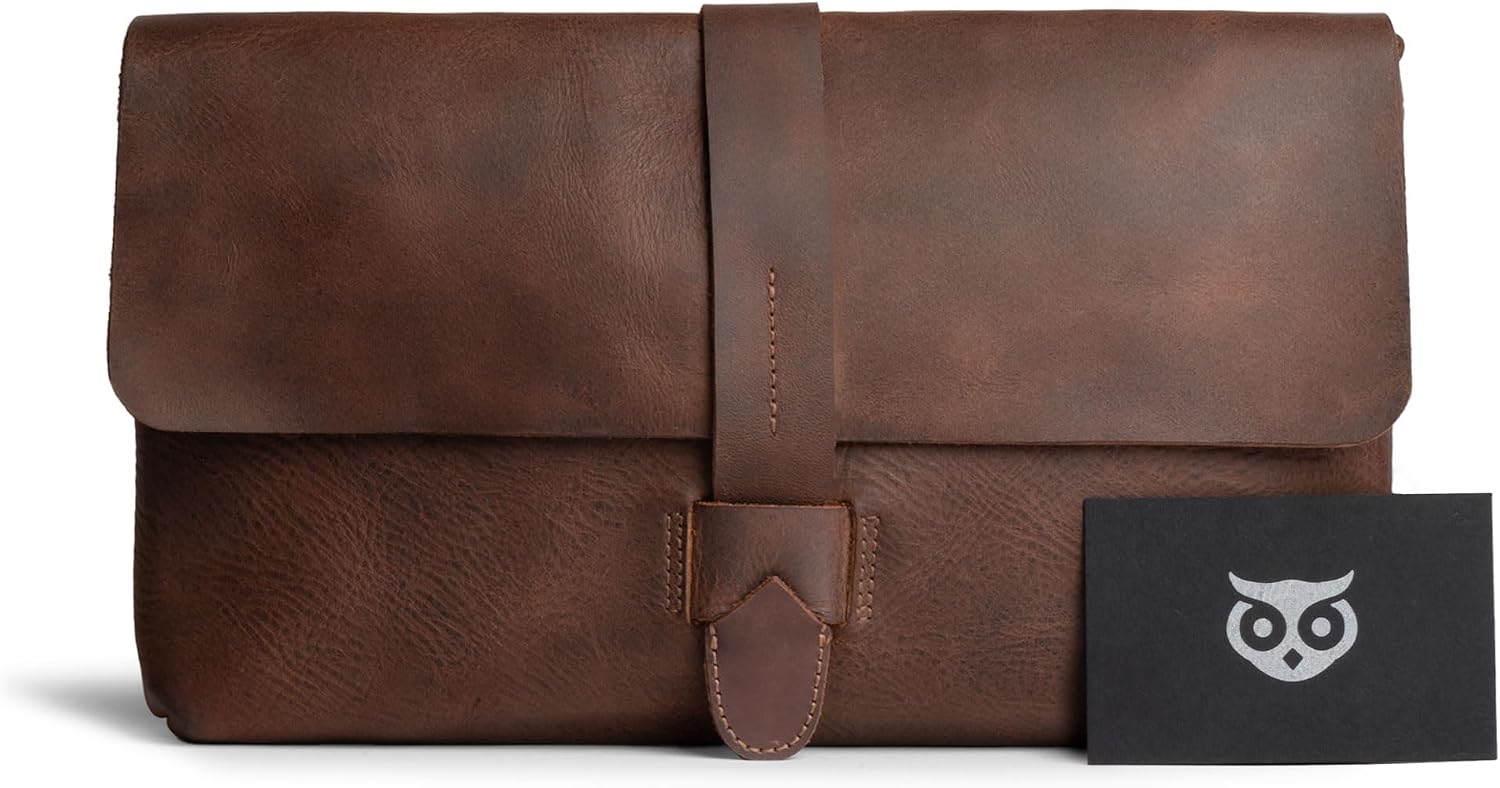 Hide & Drink, Female Clutch Bag, Vintage Handbag, Accessory Organizer, Phone Bag, Night Case, Full Grain Leather, Handmade, Bourbon Brown
