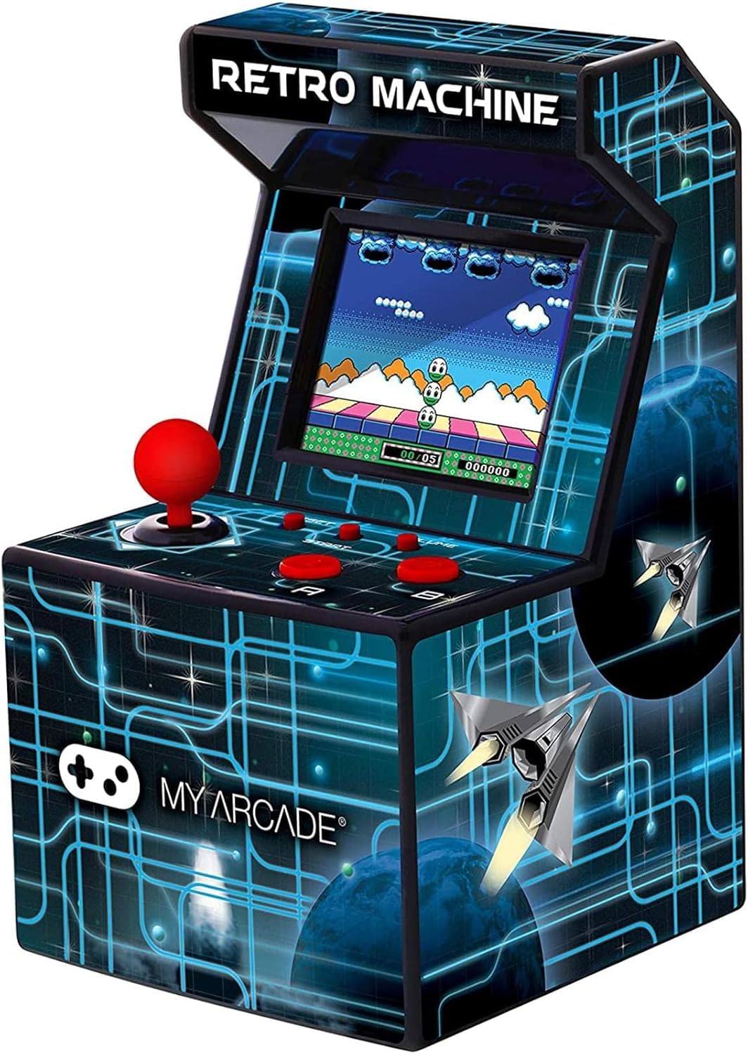 My Arcade Retro Machine Playable Mini Arcade: 200 Retro Style Games Built In, 5.75 Inch Tall, Powered by AA Batteries, 2.5 Inch Color Display, Speaker