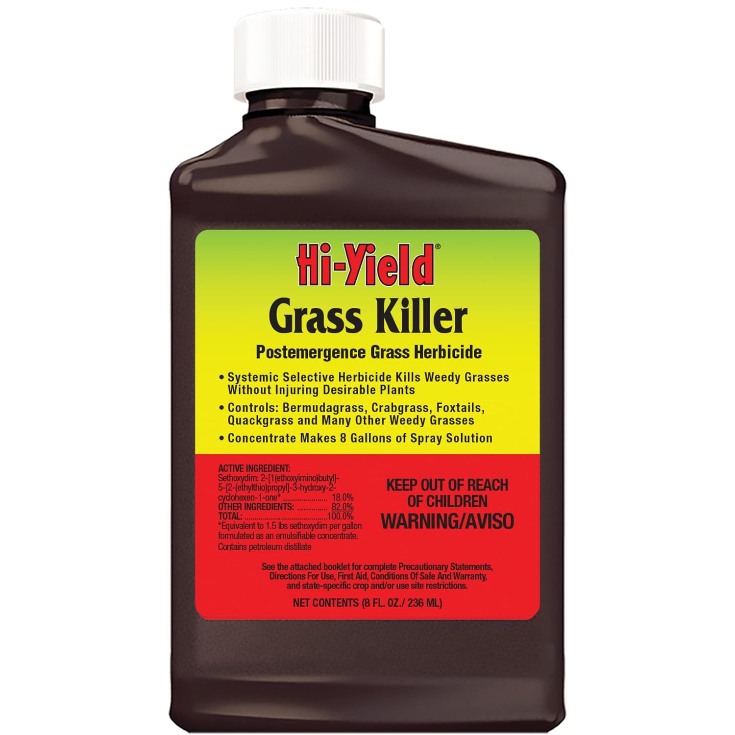 Hi-Yield (31134) Grass Killer Postemergence Grass Herbicide, 8 oz | Fluazifop-P-butyl selective herbicide - Post-emergent grass killer safe to use over ornamentals - Landscapers