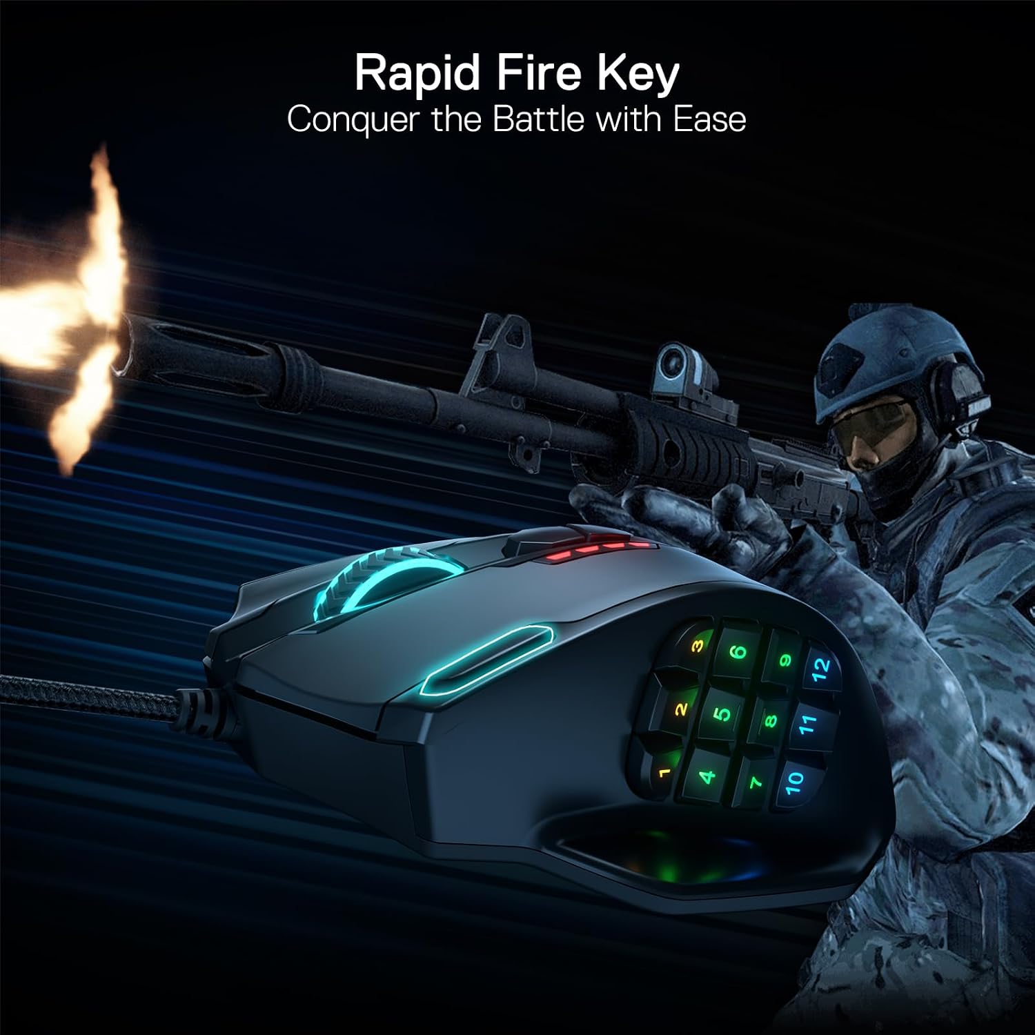 Redragon M908 Wired MMO RGB Gaming Mouse 12400 DPI Remapping Keys | Stable Lag-Free Connection, Redefine Keybinding Macro, Vibing Backlight, Ergonomic Grip Body Comfort