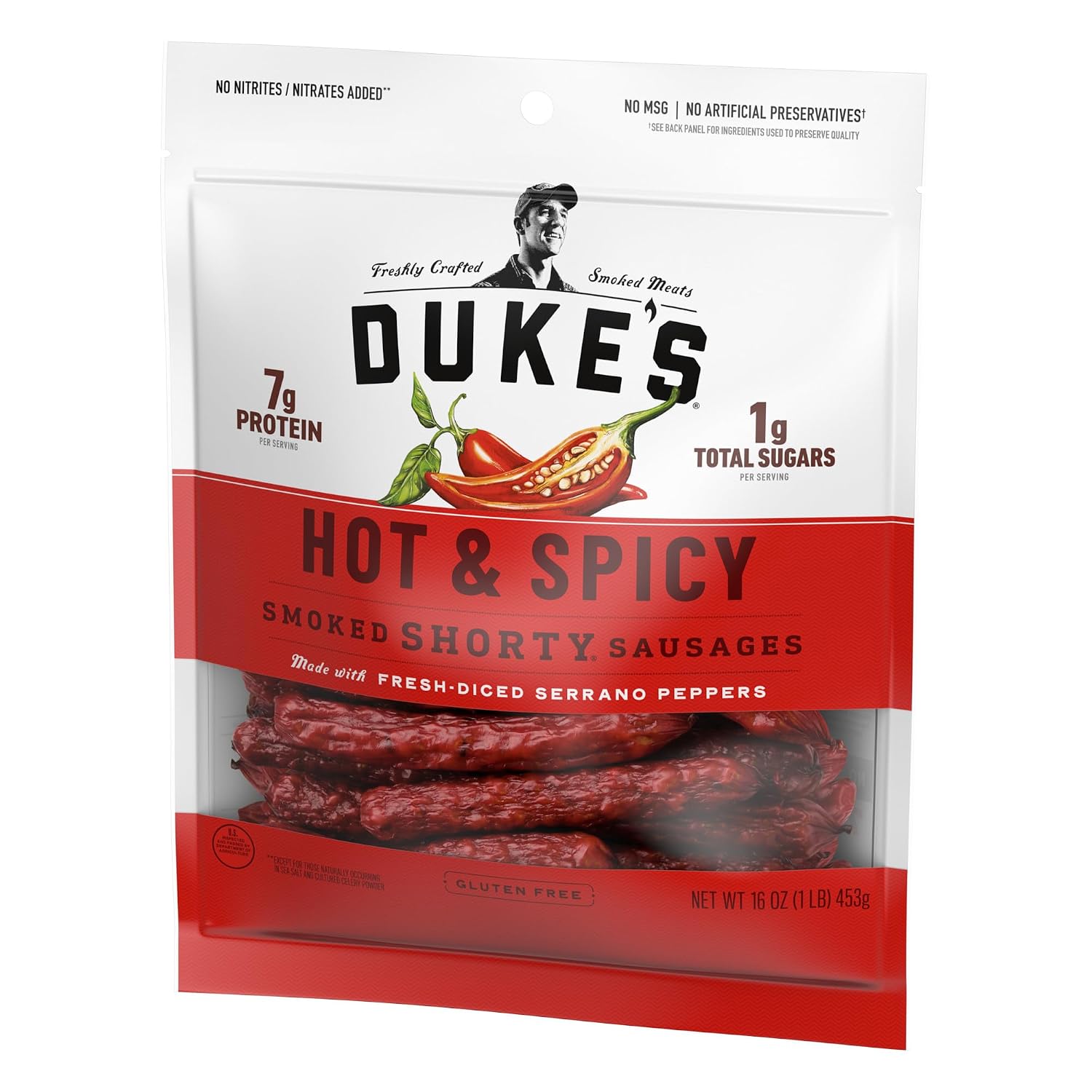 Duke's Pork Hot & Spicy Smoked Shorty Sausages, 16 oz.