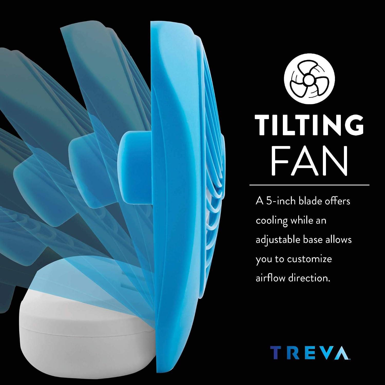 O2COOL Treva 5 in Portable Battery Powered Desk Fan 2-Speed Black | Yes