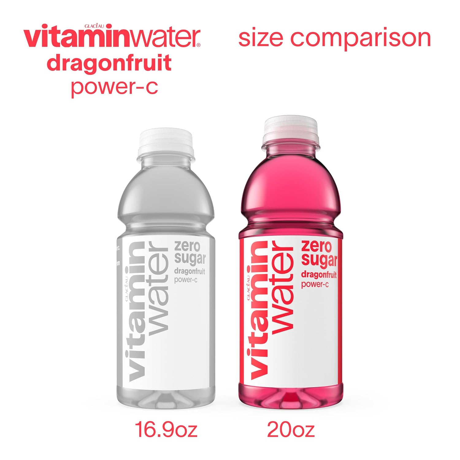 vitaminwater Power-C Dragonfruit Water Beverage, 16.9 fl oz, 6 pack | Bottled, nutrient-enhanced flavored water drink with 90 calories per bottle, antioxidants, and vitamins