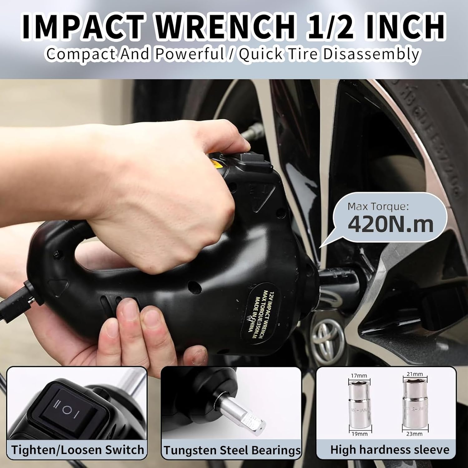 ROGTZ Electric Car Jack Hydraulic Kit 5T Impact Wrench Tire Inflator Pump