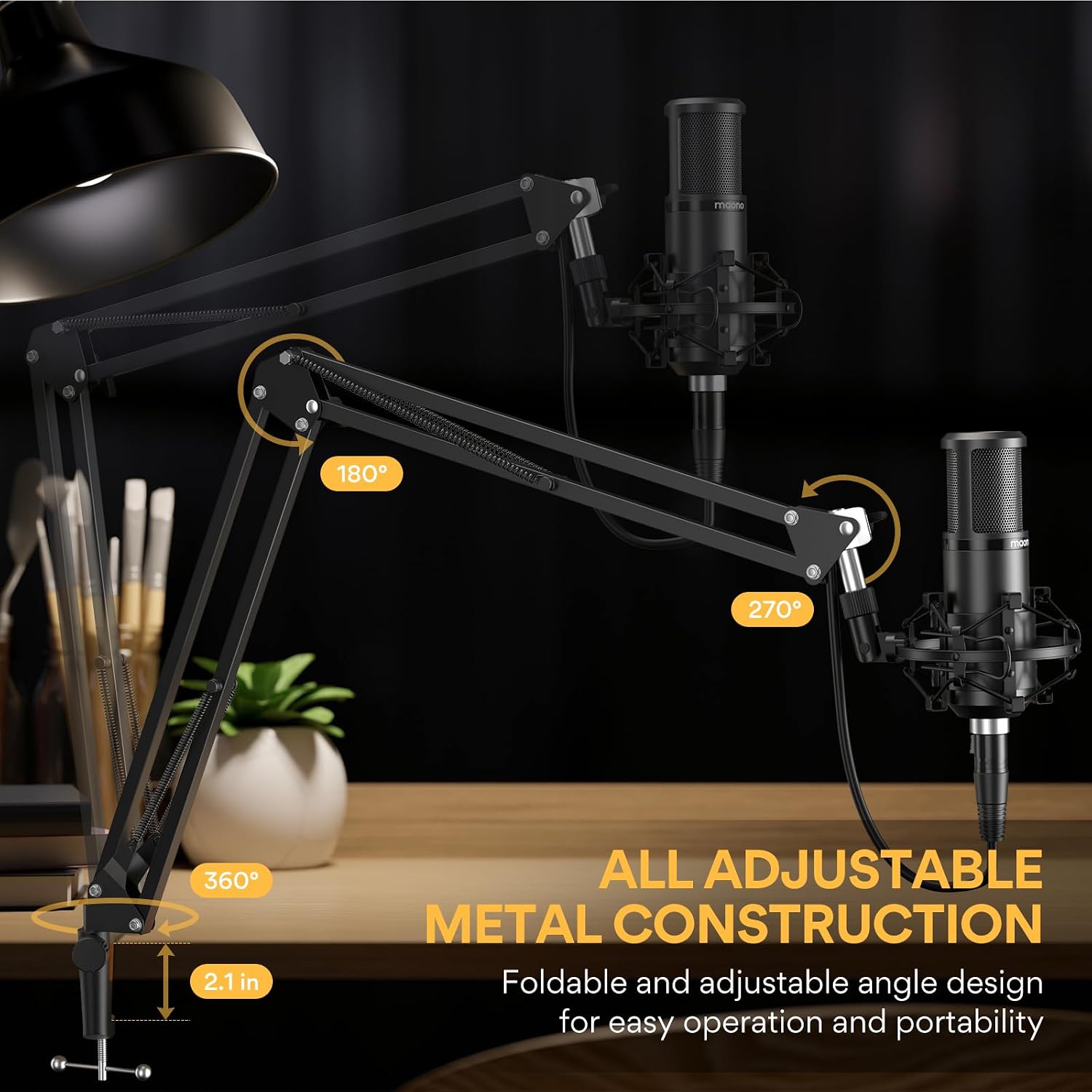 MAONO PM320S Condenser PC Microphone with XLR Cable, Boom Arm, Pop Filter