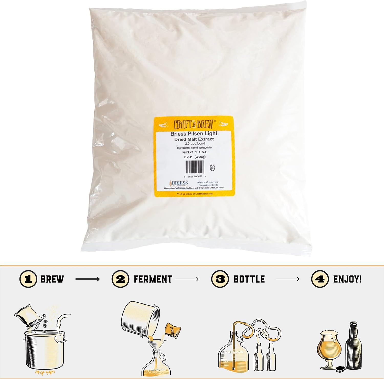 Craft a Brew - Dry Malt Extract for Brew Kit - All Purpose Base Extract - 1 Pound Bavarian Wheat - For Any Beer Style - Effective Fermentation