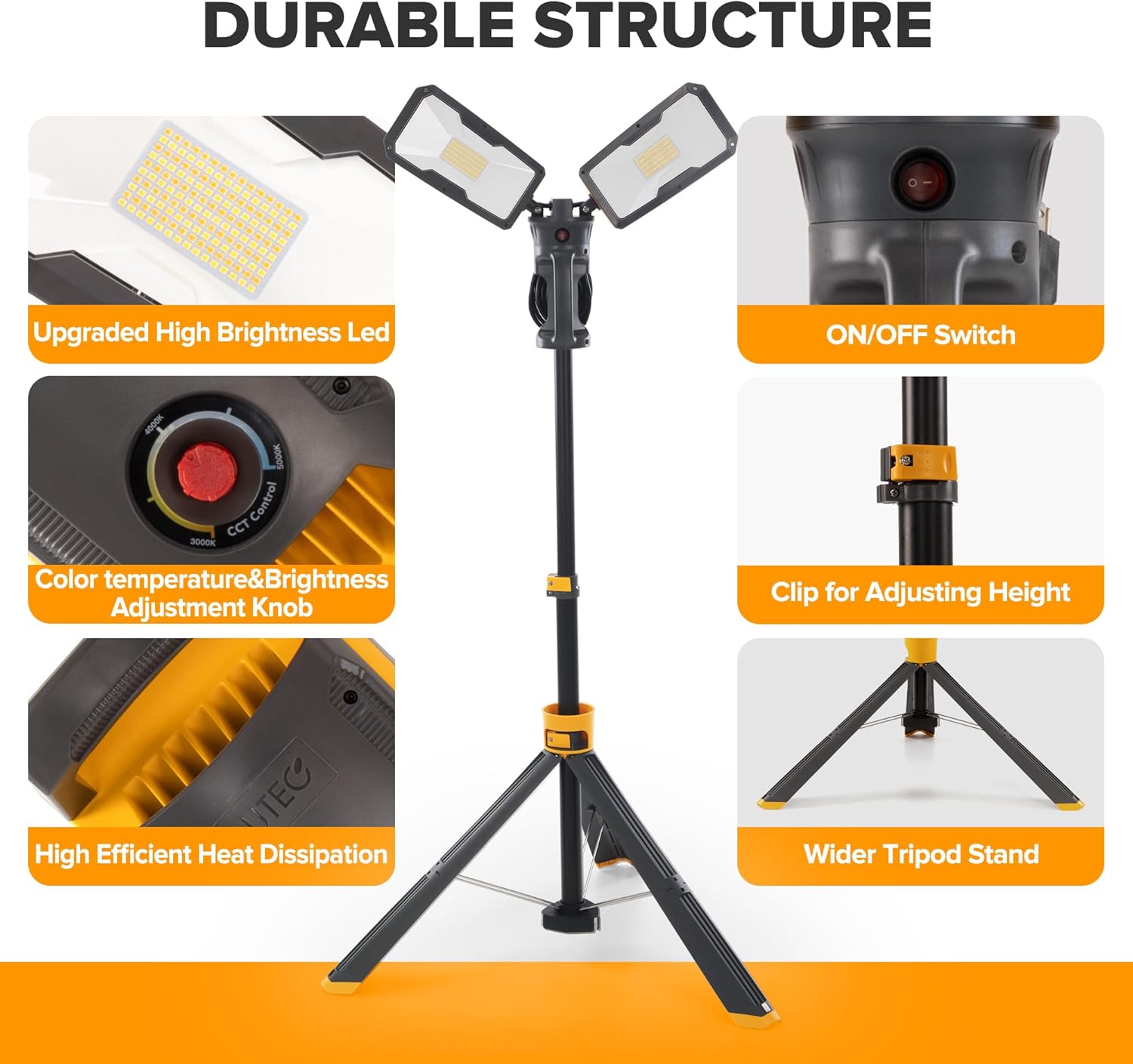 LUTEC Upgraded 5000K 15000 LM 105 W LED Work Light with Telescoping Tripod