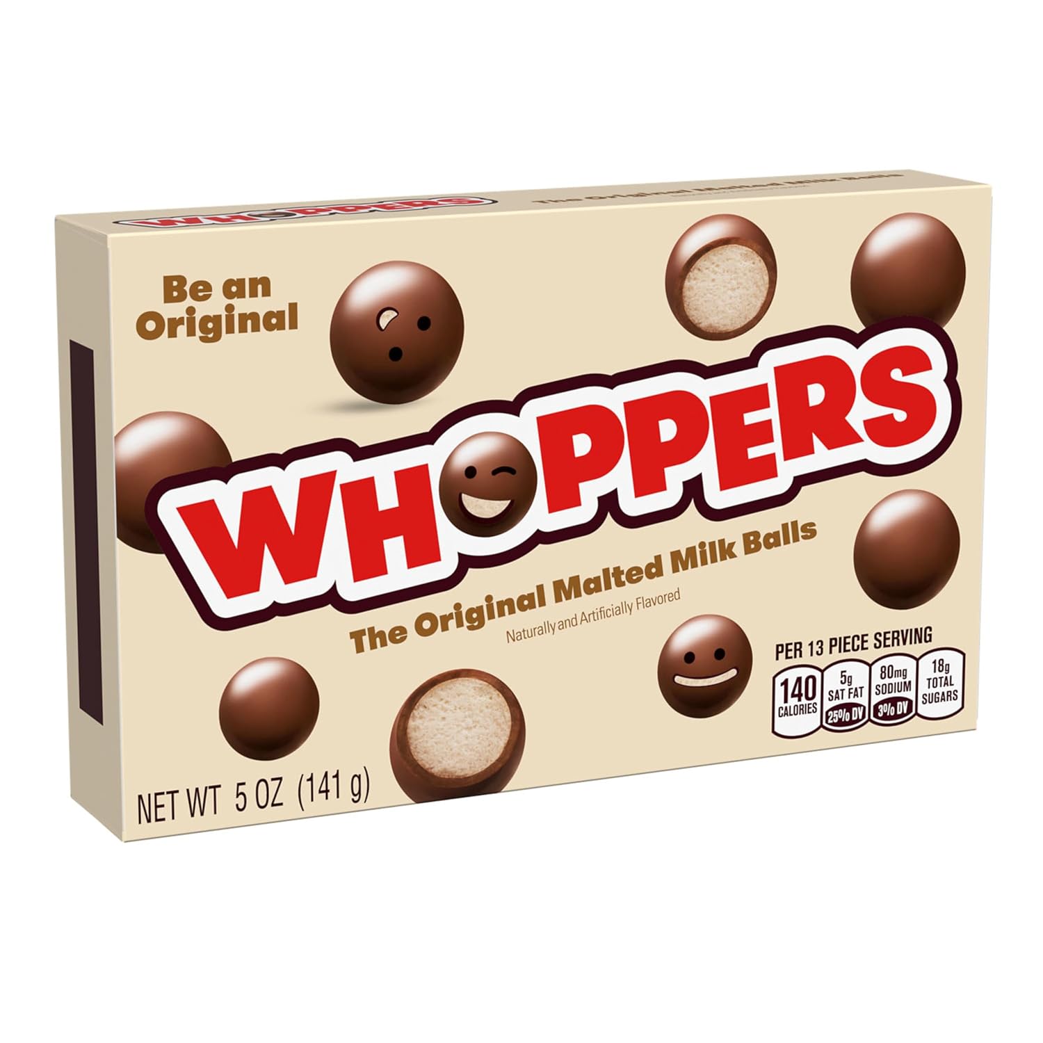 WHOPPERS Malted Milk Balls Candy Box, 5 oz | Crunchy malted milk balls coated in chocolate flavored candy for movie nights and snack breaks.