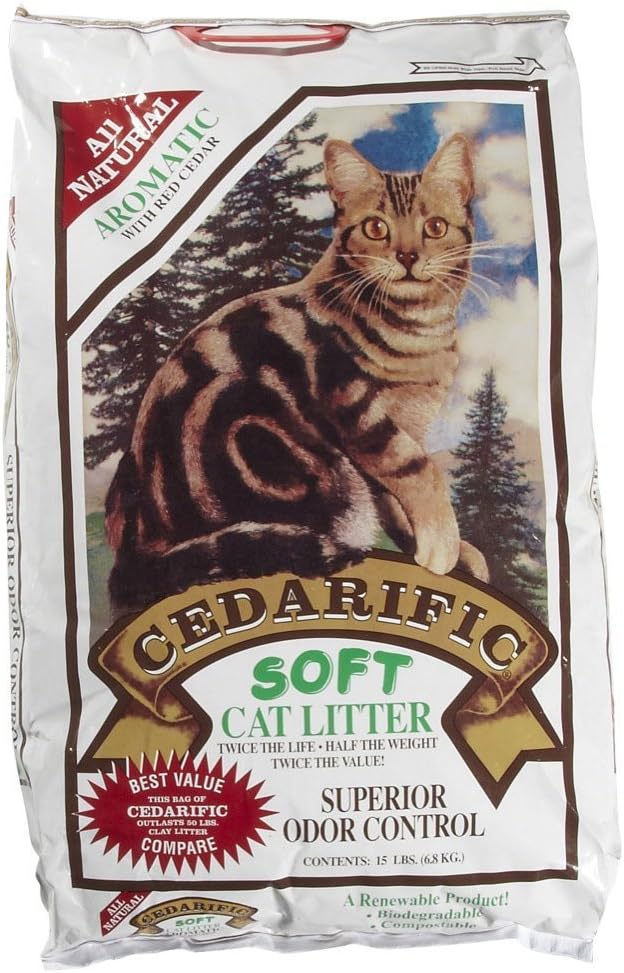 Northeastern Products Cedarific Natural Cedar Chips Cat Litter, 15 Pound Bag