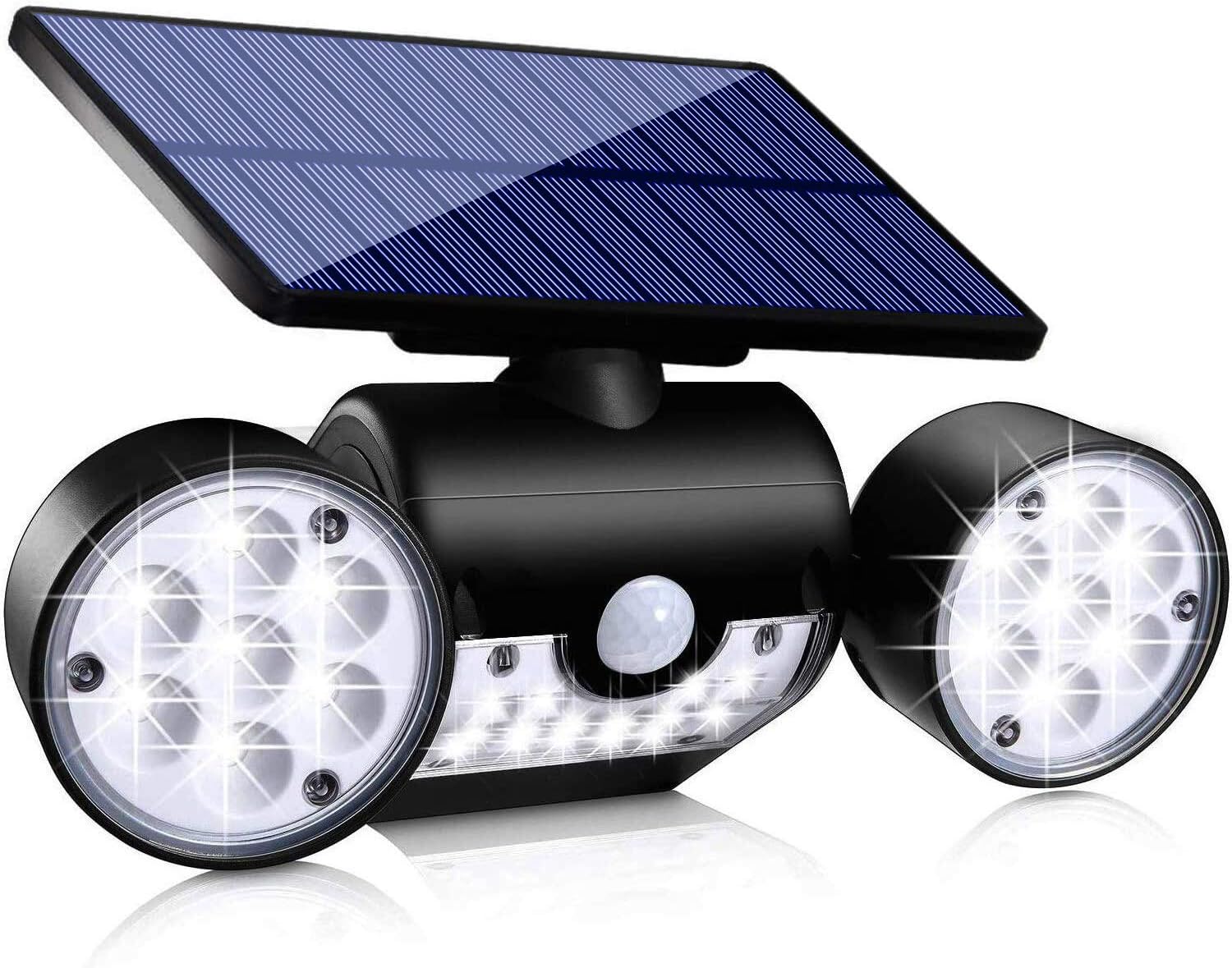 Solar Outdoor Lights Motion Sensor Security Flood Lights 3 Head | Solar Powered Wall Light, IP65 Waterproof, 270°Wide Angle Spotlight with 2 Modes for Garden Patio Porch Yard Path Tree