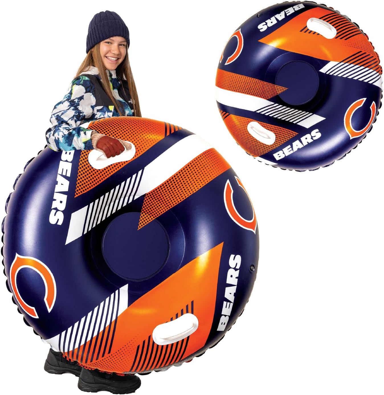 Big Mouth Inc NFL Snow Tube, Heavy Duty Inflatable Snow Sled for Winter Tubing, Ride-On Snow Tube with Handles for Kids and Adults, Outdoor Winter Fun and Football Fan Gifts